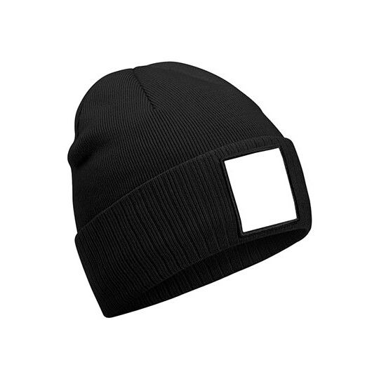 Appliqué Patch Beanie - black - white-354