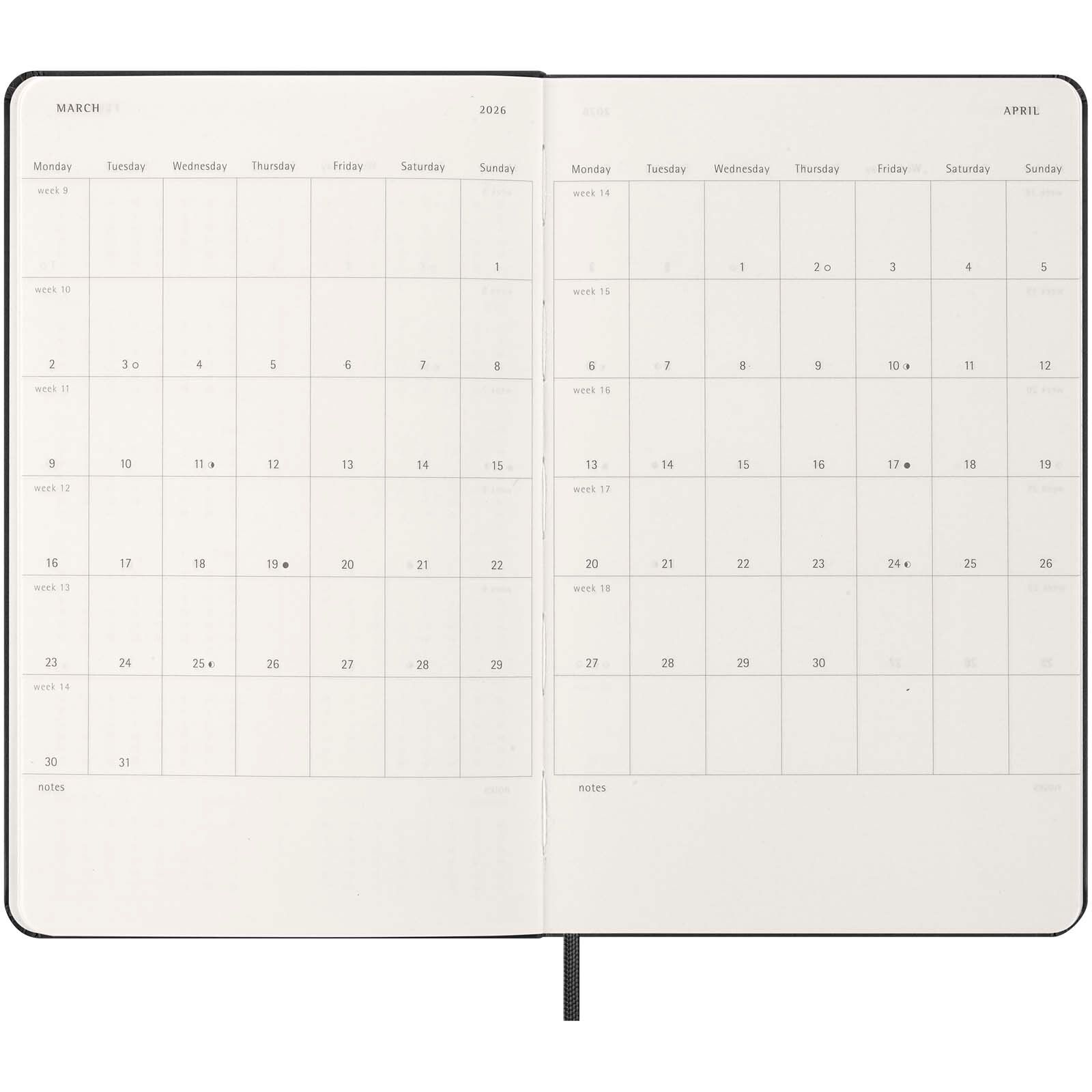 Moleskine Hardcover 12 Monate Wochenkalender L horizontal - schwarz-274