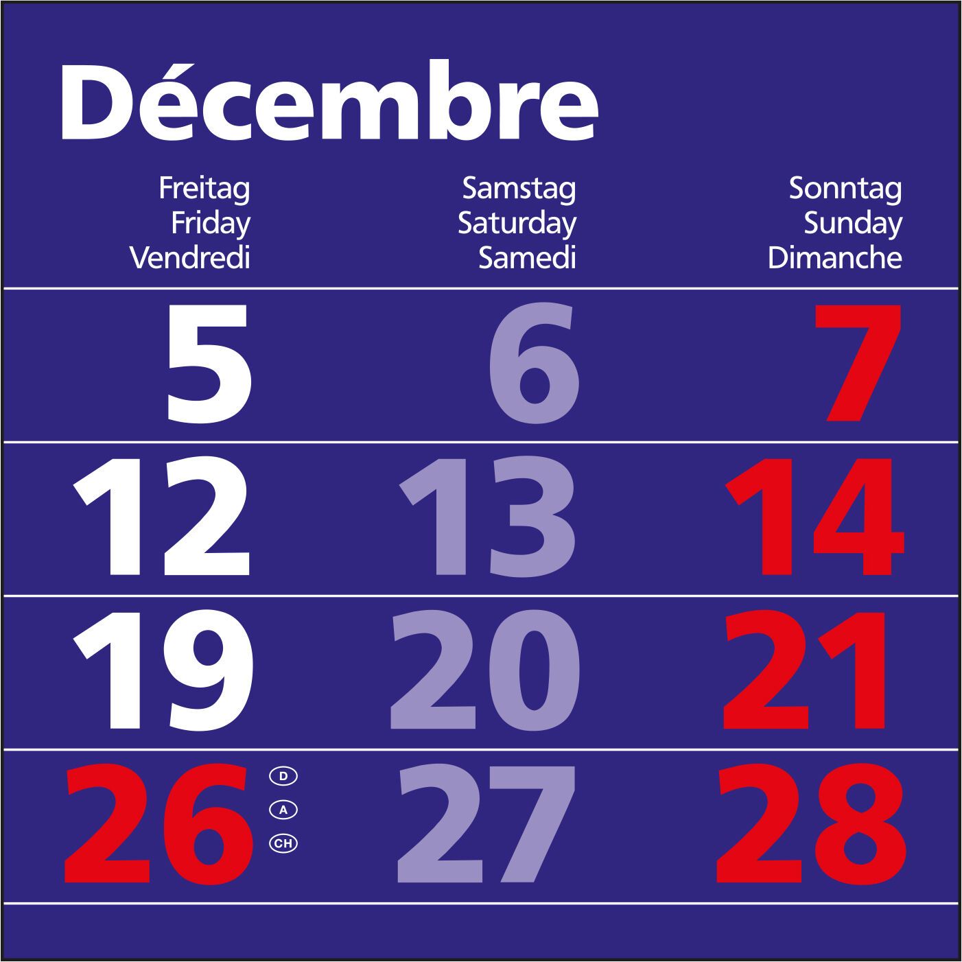 3-Monatskalender Einblatt Solid 3, dunkelblau-57