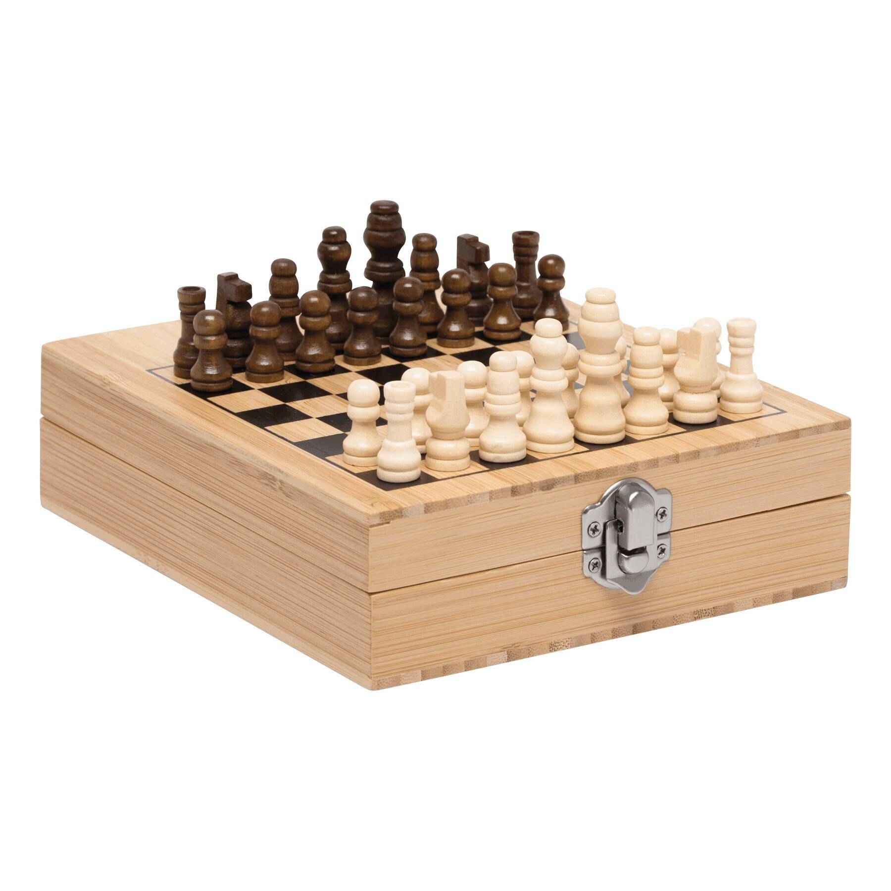 Weinset BAMBOO CHESS mit Schachspiel - braun-766