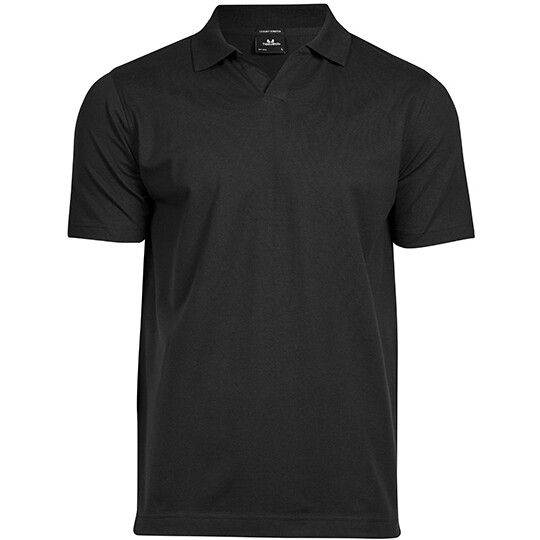 Luxury Stretch V-Neck Polo - black-196