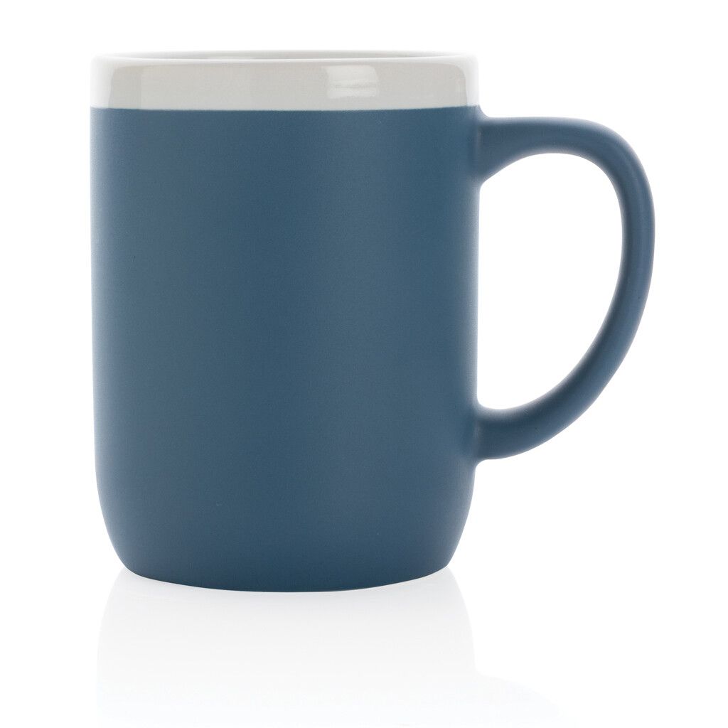 Keramiktasse mit weißem Rand, 300ml - blau-785