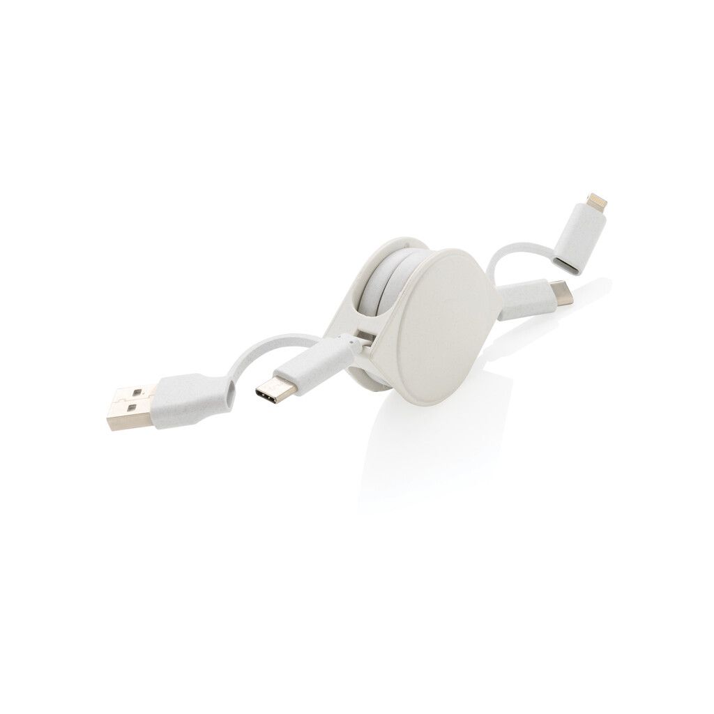 6-in-1 Kabel aus TPE und RCS Standard recyceltem Kunststoff - weiß-500