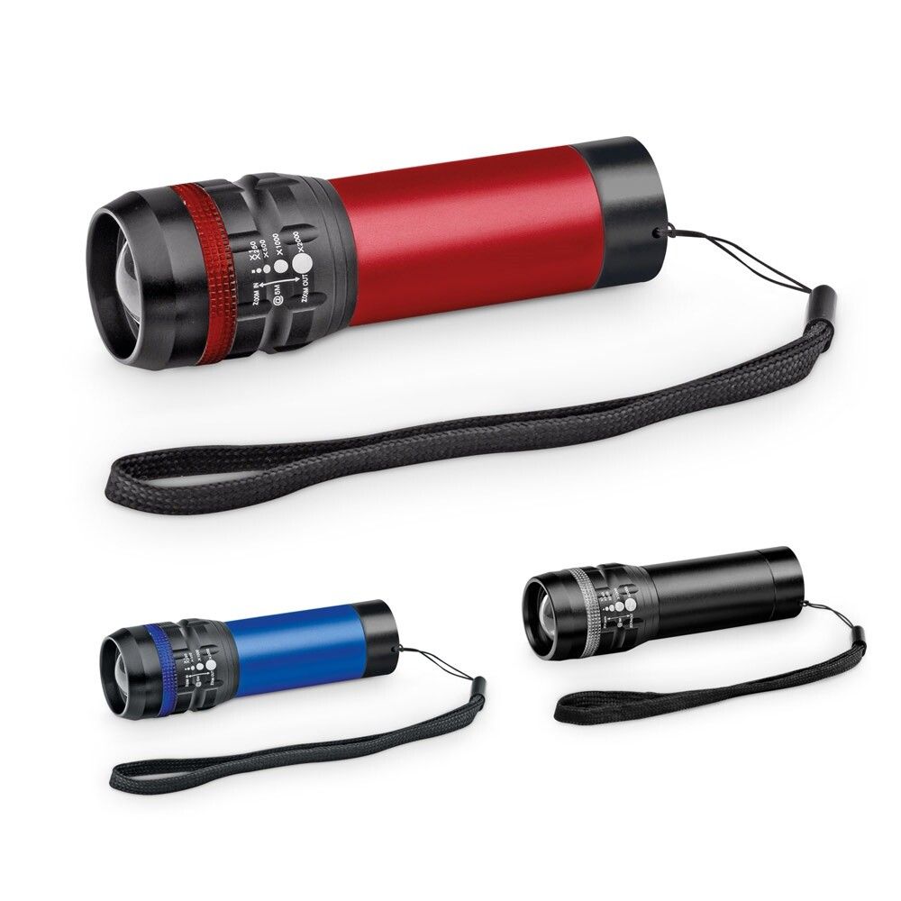 ZOOMIN Taschenlampe aus Aluminium mit Zoomfunktion und 3 Lichtmodi - rot-537