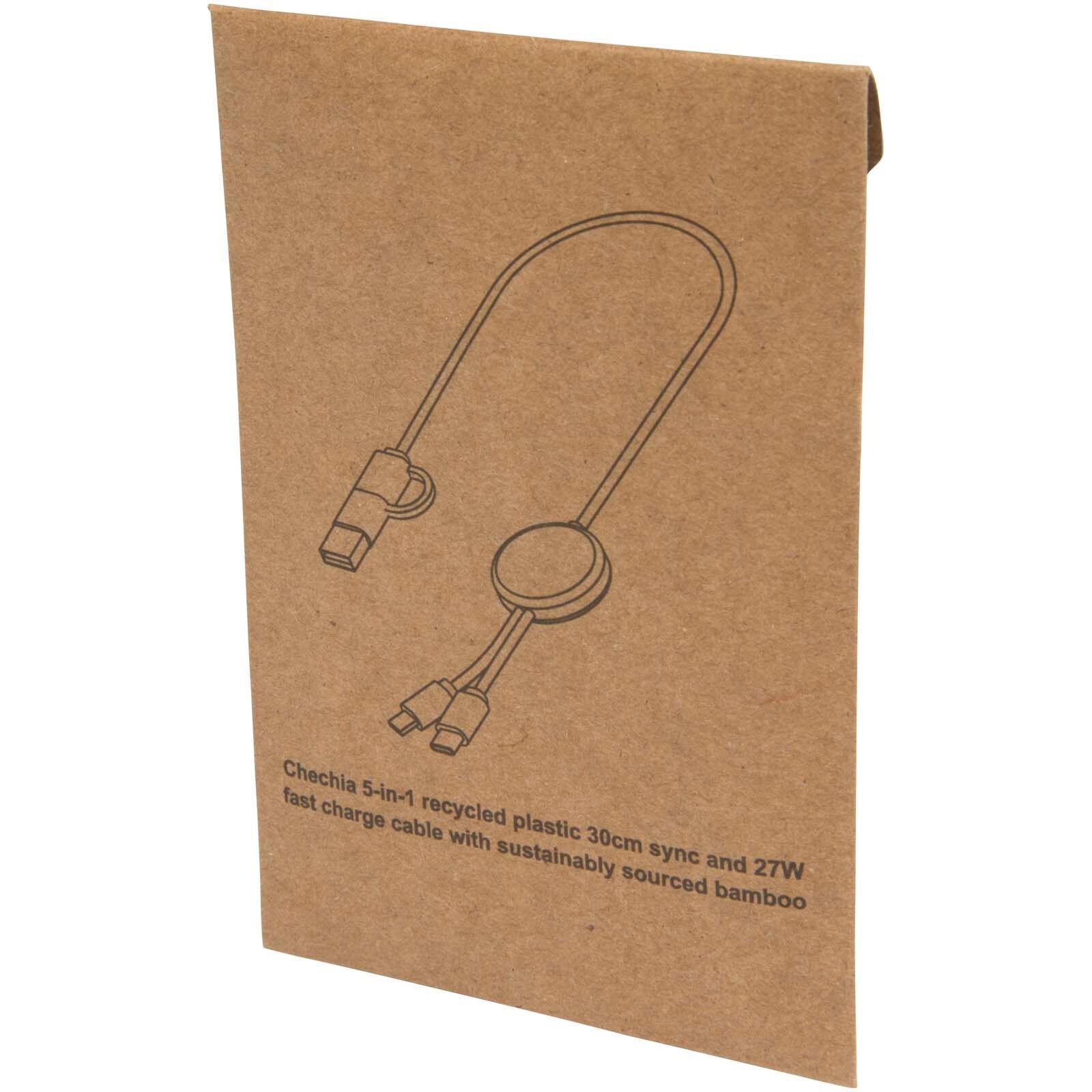 Chechia 30 cm 5-in-1 Kabel aus recyceltem Kunststoff für Datenübertragung und 27W Schnellladung mit Bambusdetails - weiss-1