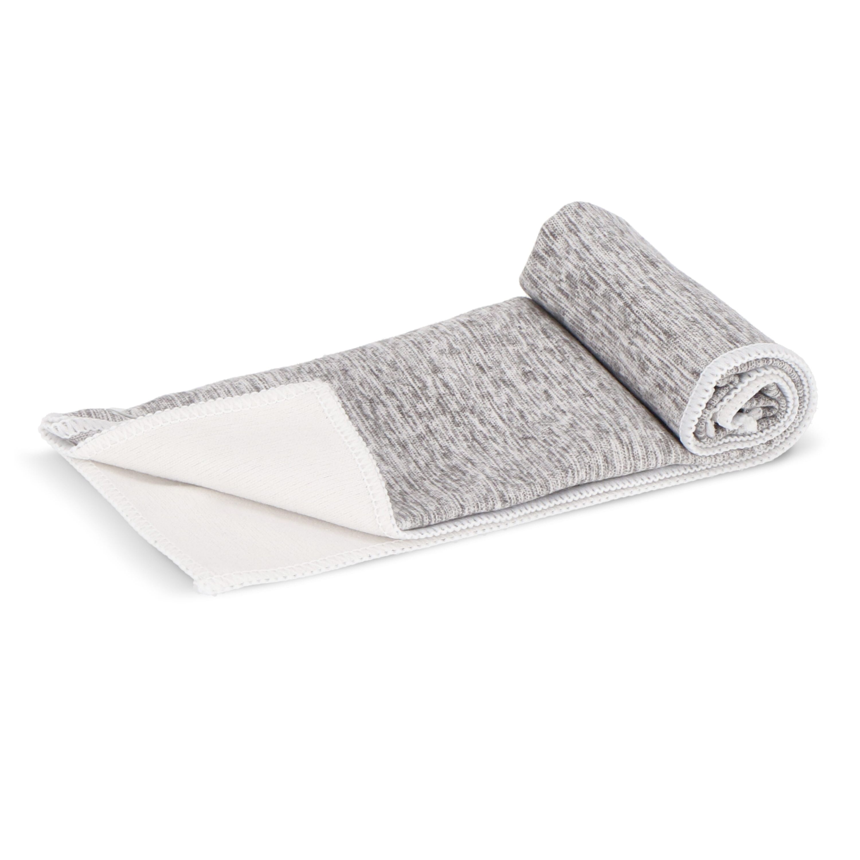 Schnelltrocknendes Golfhandtuch mit Haken R-PET 30 x 30 cm Sublimation - weiss  -  grau-294