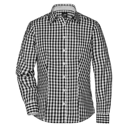 Ladies´ Checked Blouse - forest green - white-188