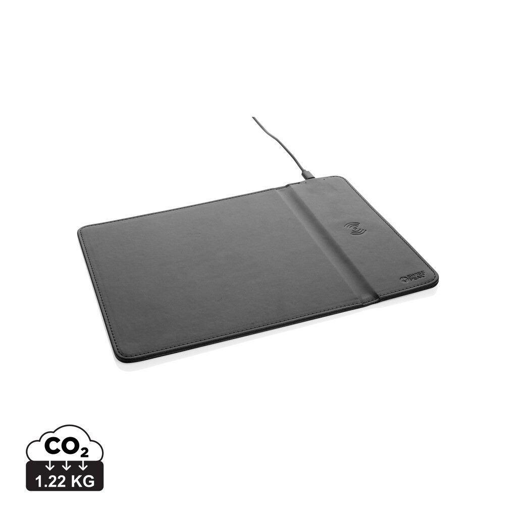 Swiss Peak RCS recyceltes 10W Wireless-Charging PU Mauspad - schwarz-280