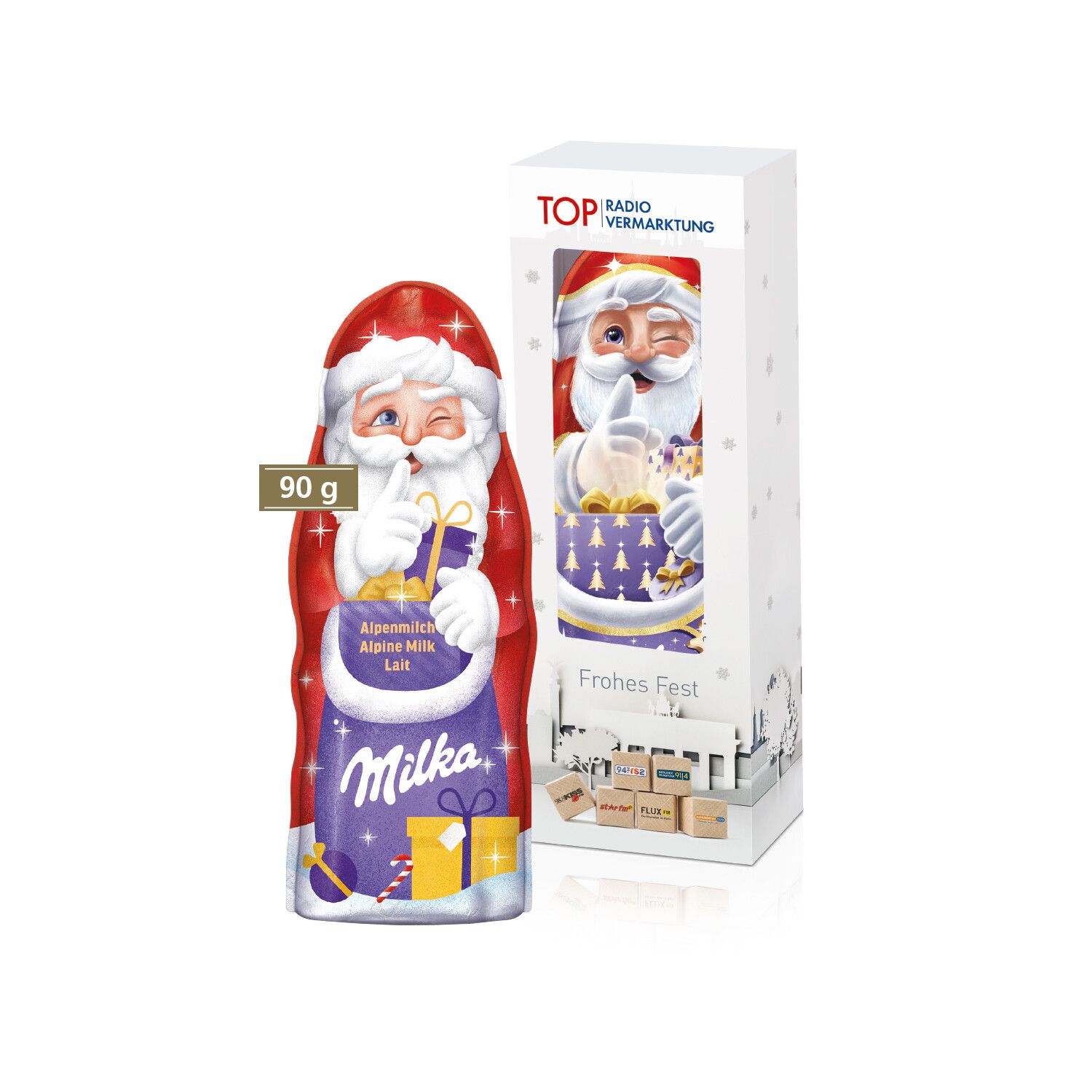 Milka Weihnachtsmann 45g, in individueller Werbekartonage-216