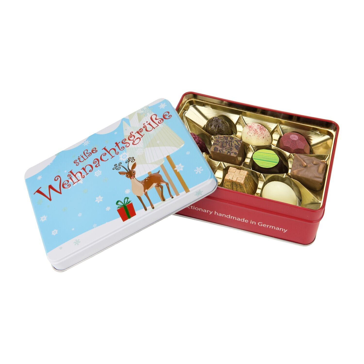 Süße Weihnachtsgrüße - Pralinendose mit 125 g-677