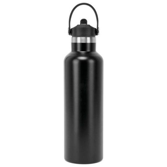 TriDri® Vacuum Sports Water Bottle With Flip Up Straw - black-216