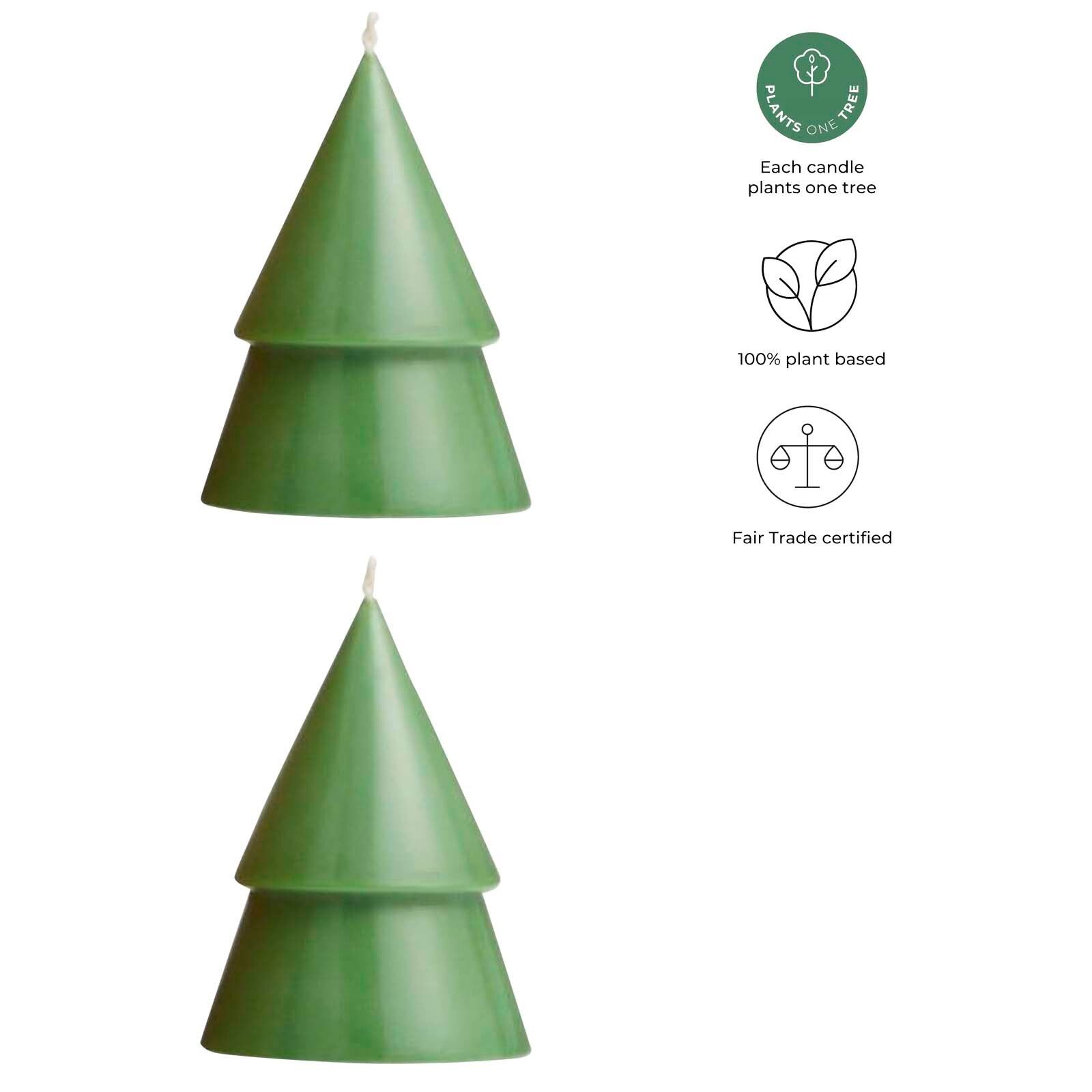 Originalhome Weihnachtsbaum Kerze M, 2er Set - heather grün-899