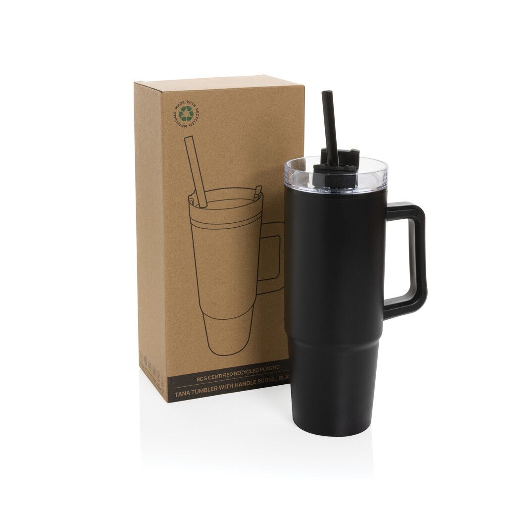 Tana Becher aus RCS recyceltem Kunststoff mit Griff 750ml - schwarz-708