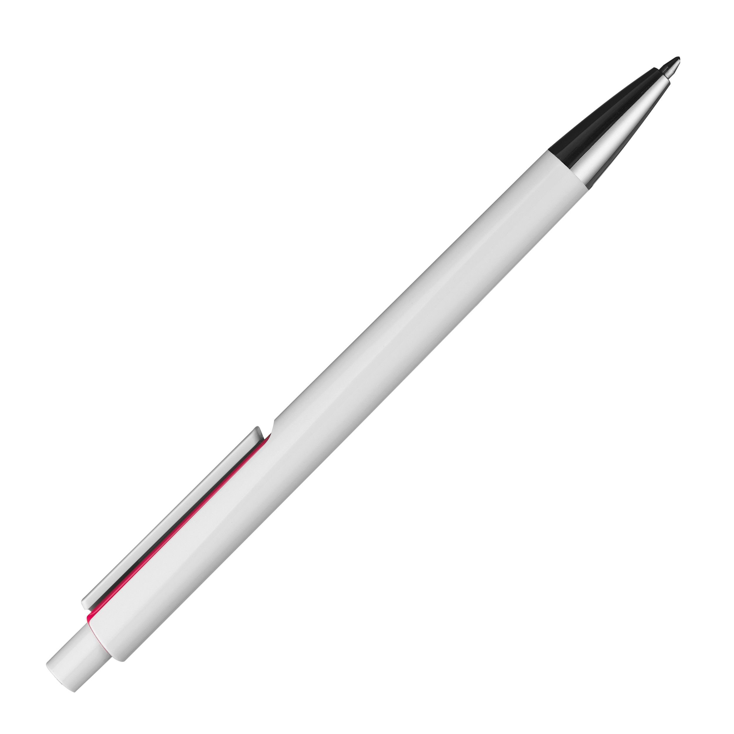 Weißer Kugelschreiber mit farbigen Applikationen  - rot-559