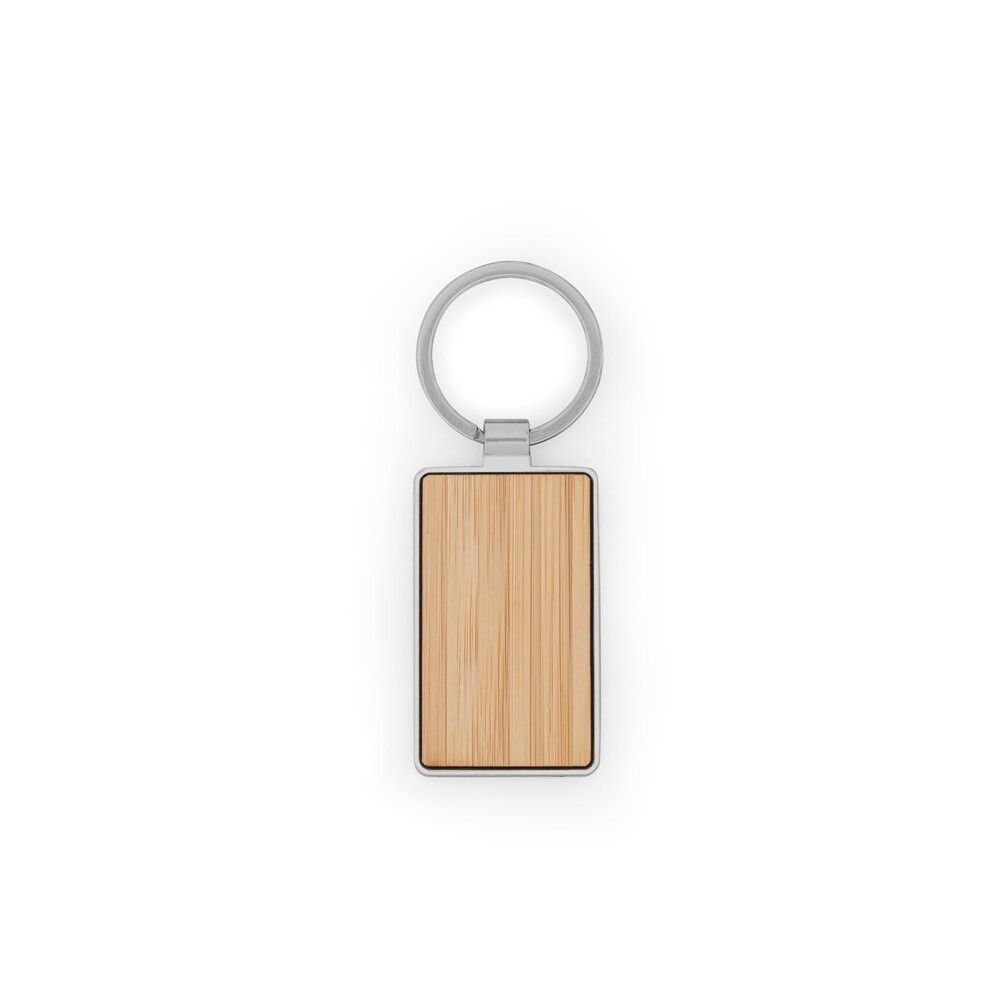 GASTON RECTANGULAR Schlüsselanhänger aus Eisen in rechteckiger Form aus Zink und Bambus - natur-871