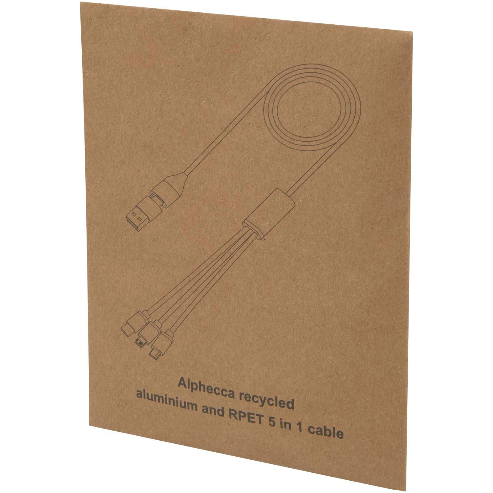 Alphecca 5-in-1-Ladekabel aus recyceltem Aluminium und RPET  - schwarz-292