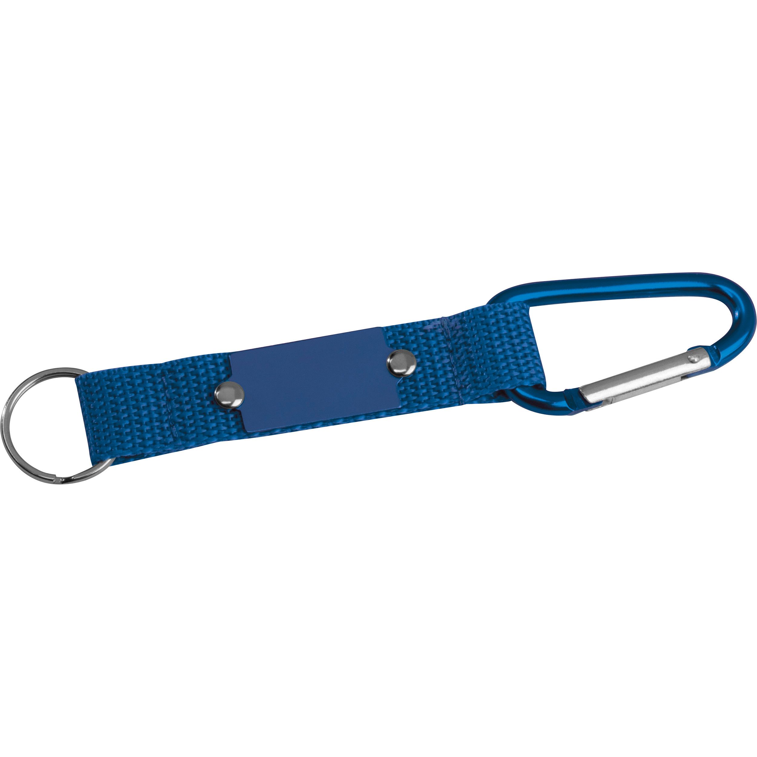 Schlüsselanhänger mit Karabiner und Plättchen aus Metall - blau-996