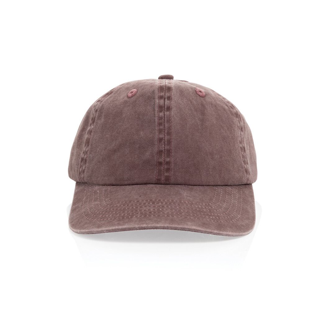 BEAU AWARE™ Washed 6-Panel Kappe aus 270gr/m² Baumwolltwill - maroon-893