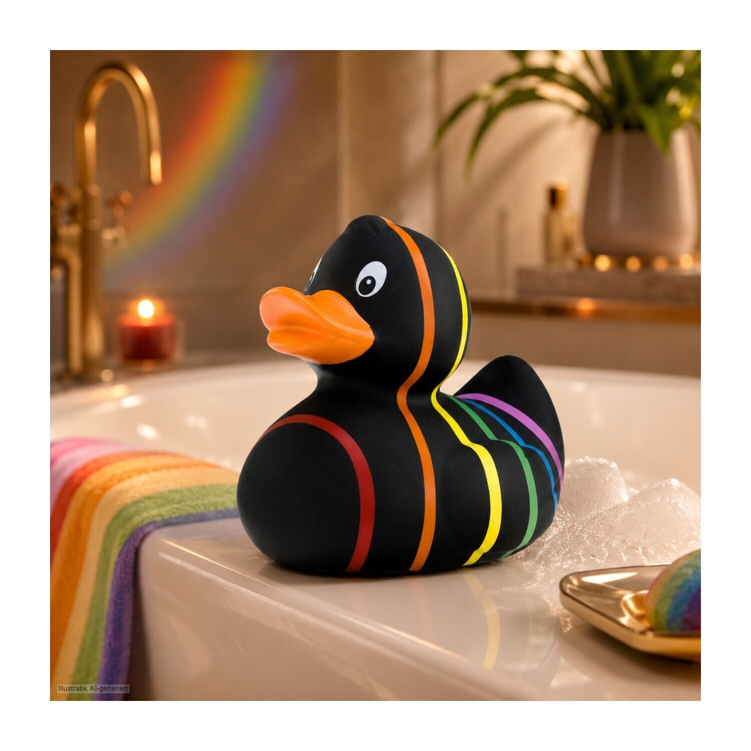 Werbeente Rebecca Regenbogen, ca. 8 cm-111