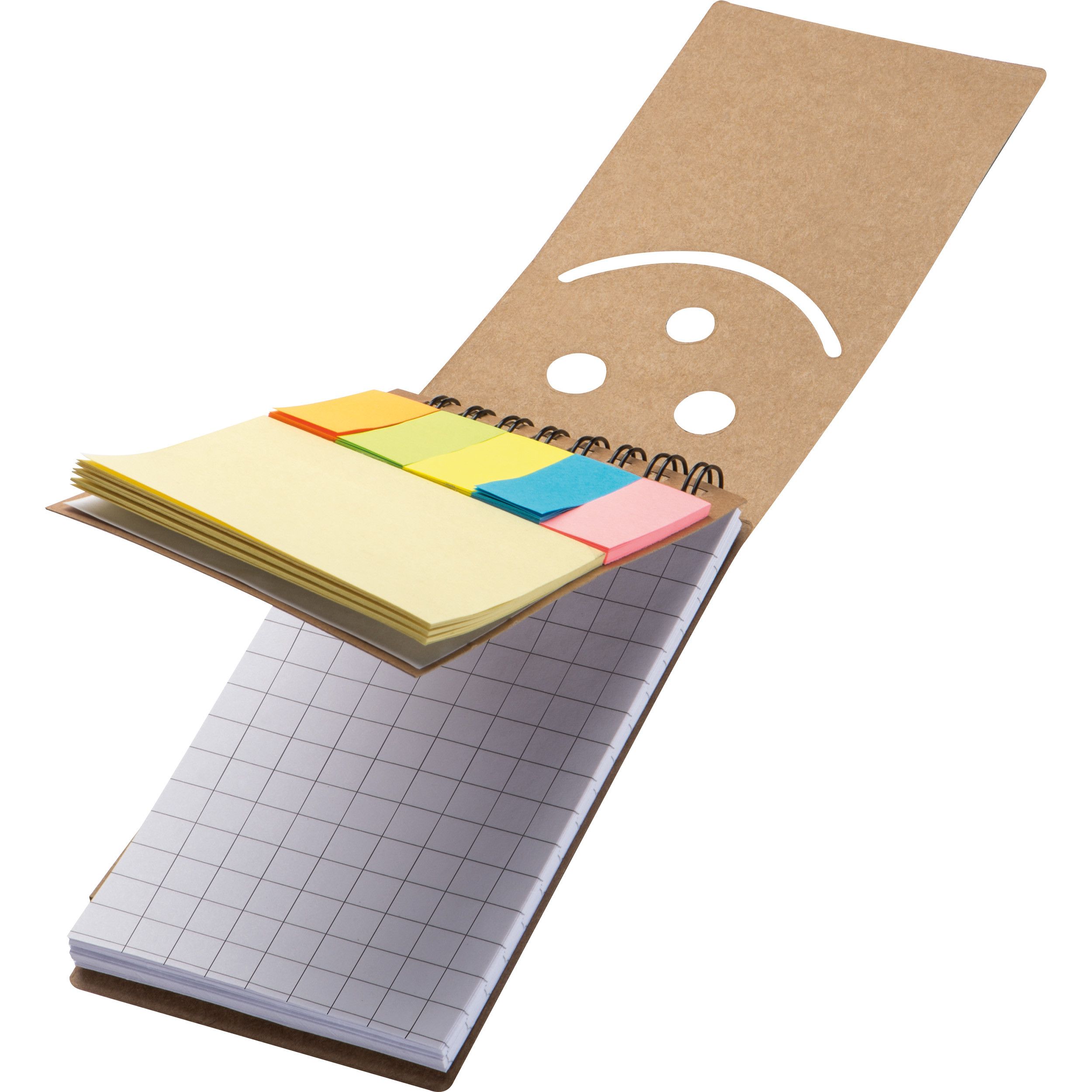 Notizblock mit Spiralbindung und einem Smile Gesicht - braun-898
