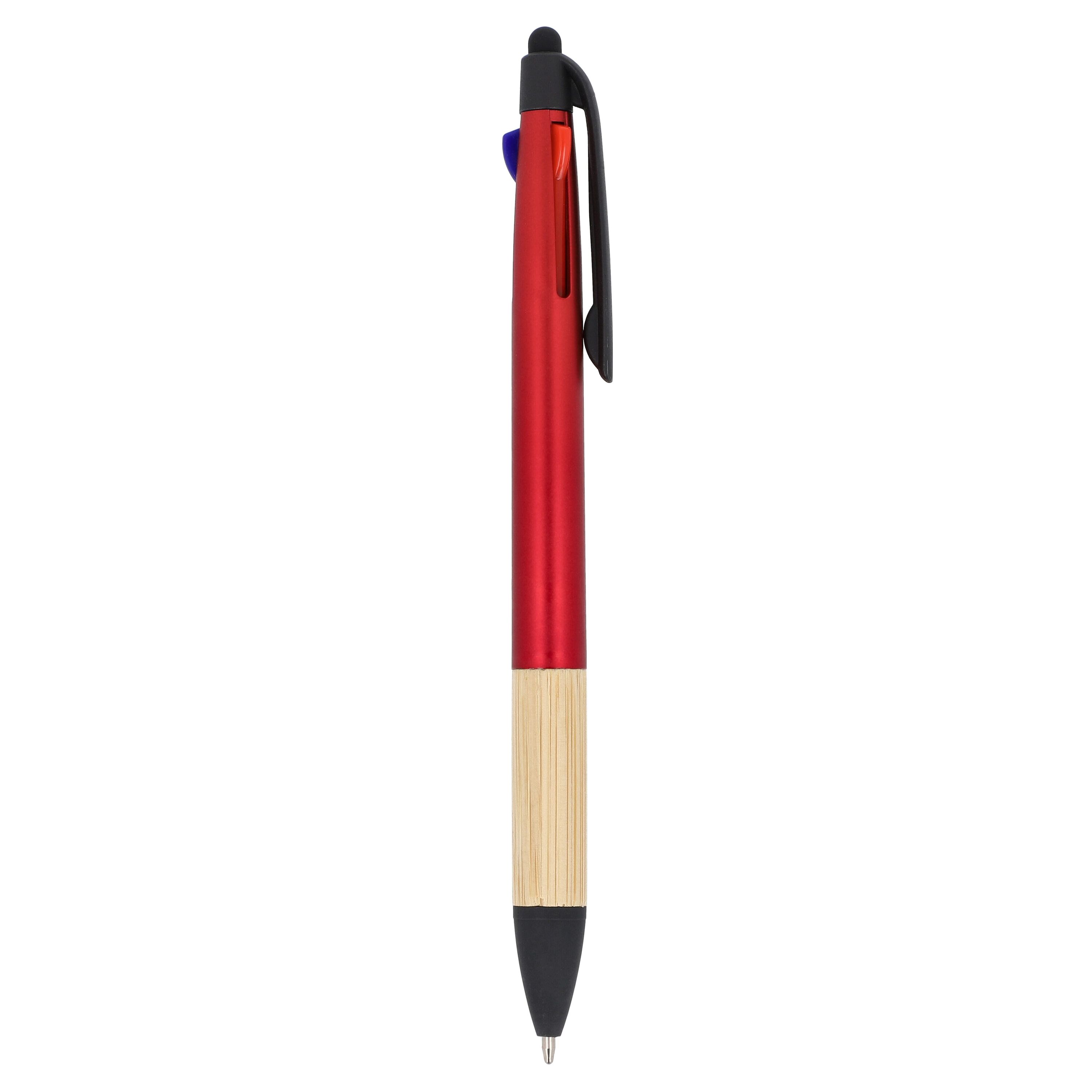 3-Farben-Stift mit Bambusgriff - rot-694