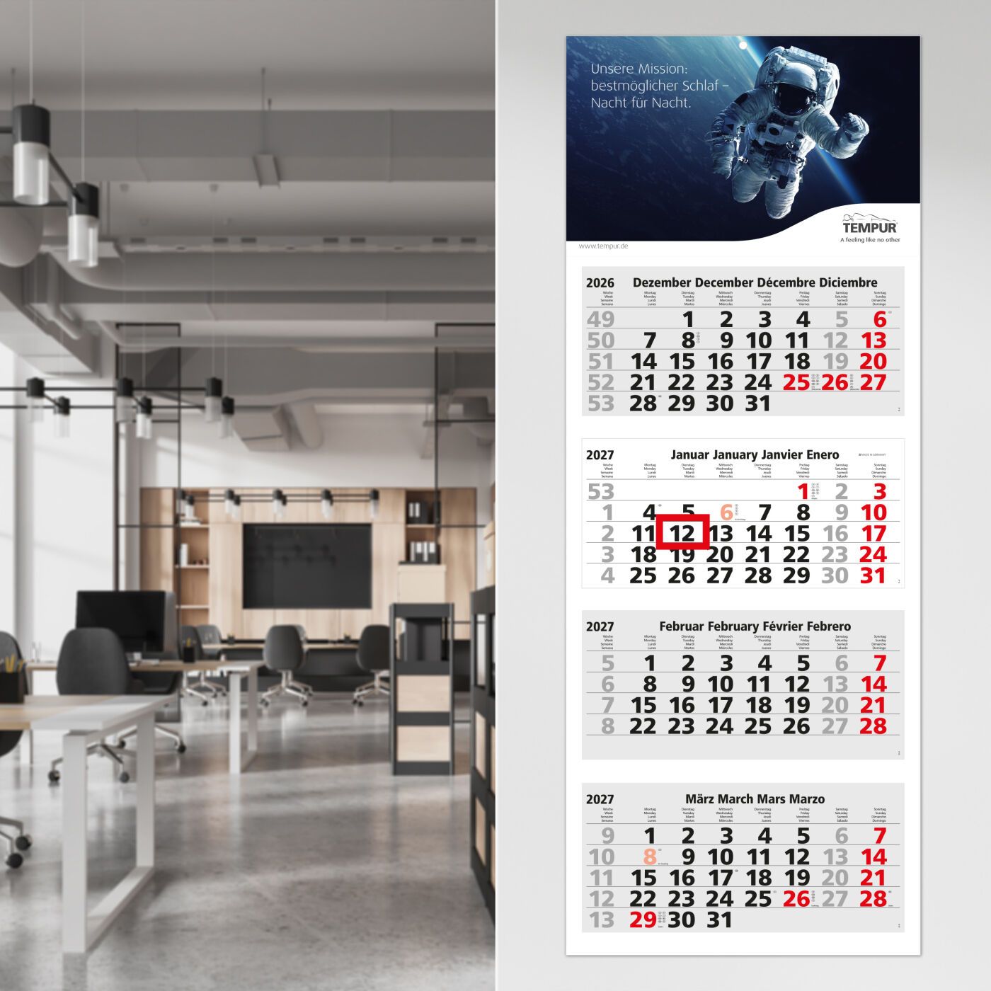 4-Monatskalender Mehrblock Forum Light 4-997