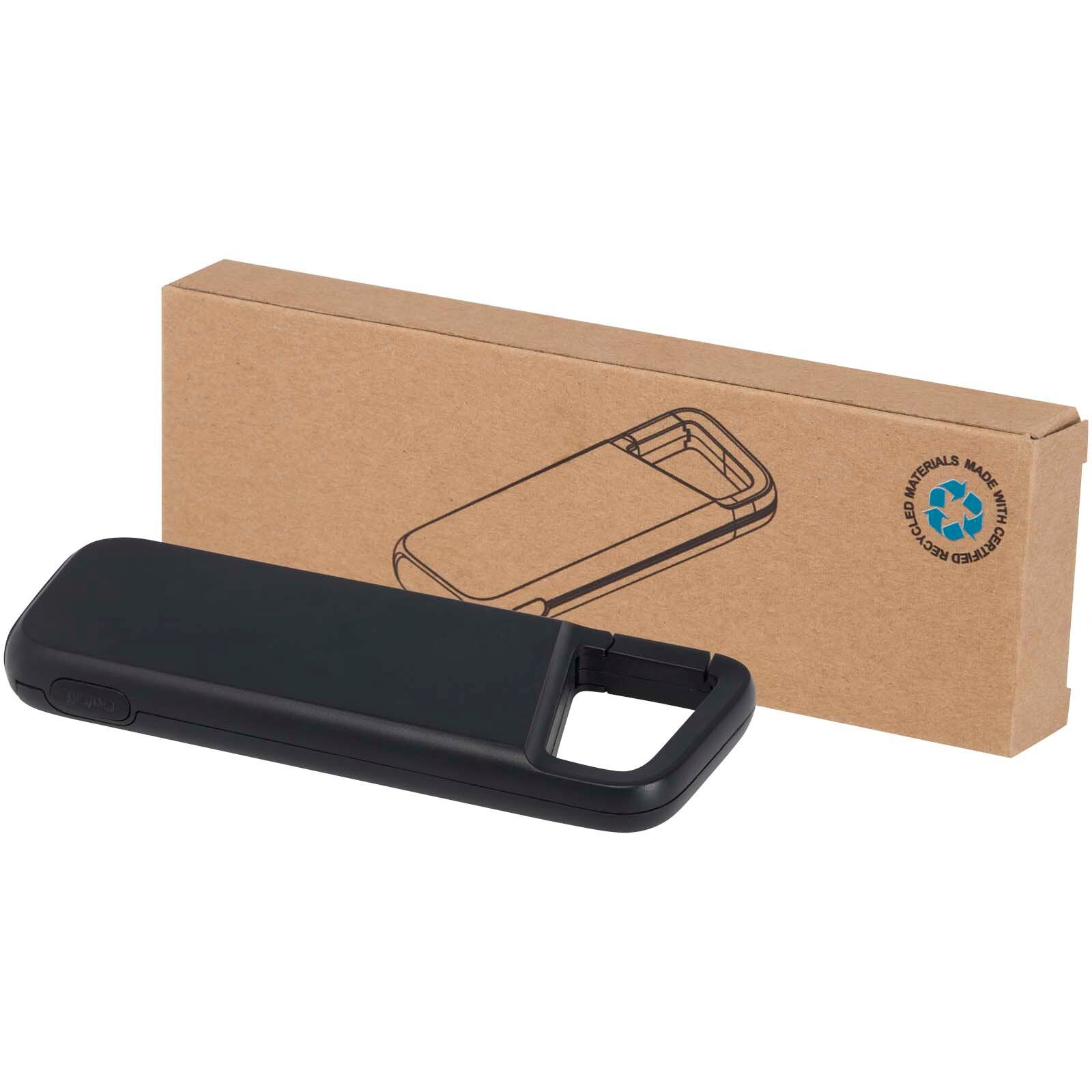 Alkes 12 W 5.000 mAh wasserfeste Powerbank aus recyceltem Kunststoff mit Karabinerhaken - schwarz-238