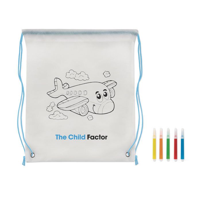 Gestaltbarer Kordelzugbeutel CARRYDRAW - babyblau-503