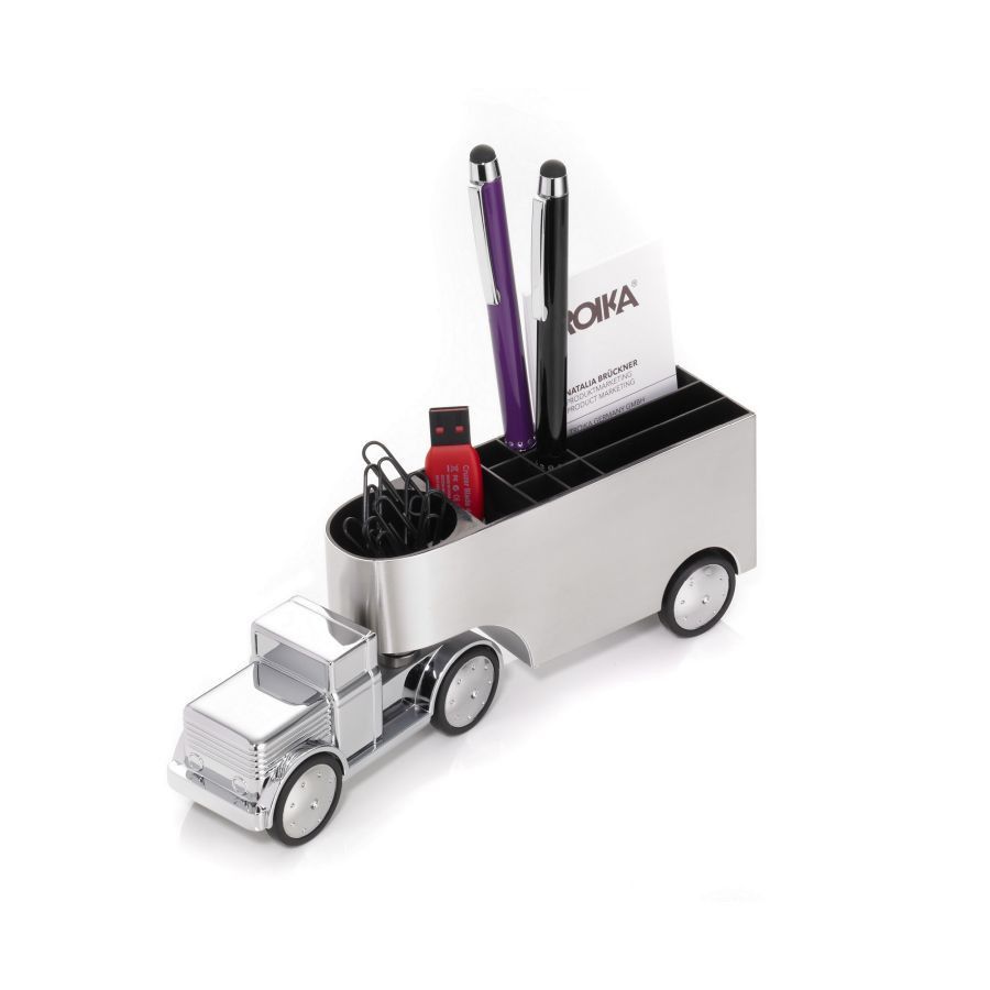 Troika Stifteköcher OFFICE TRUCKER - silber-300