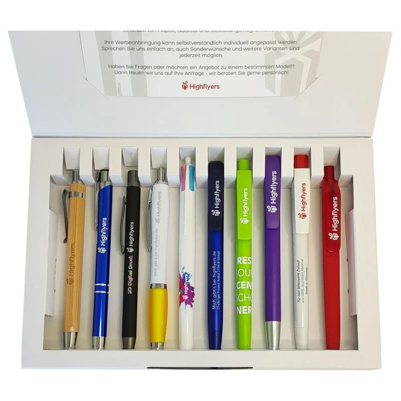 Kugelschreiber-Musterbox mit 10 Bestseller-Modellen