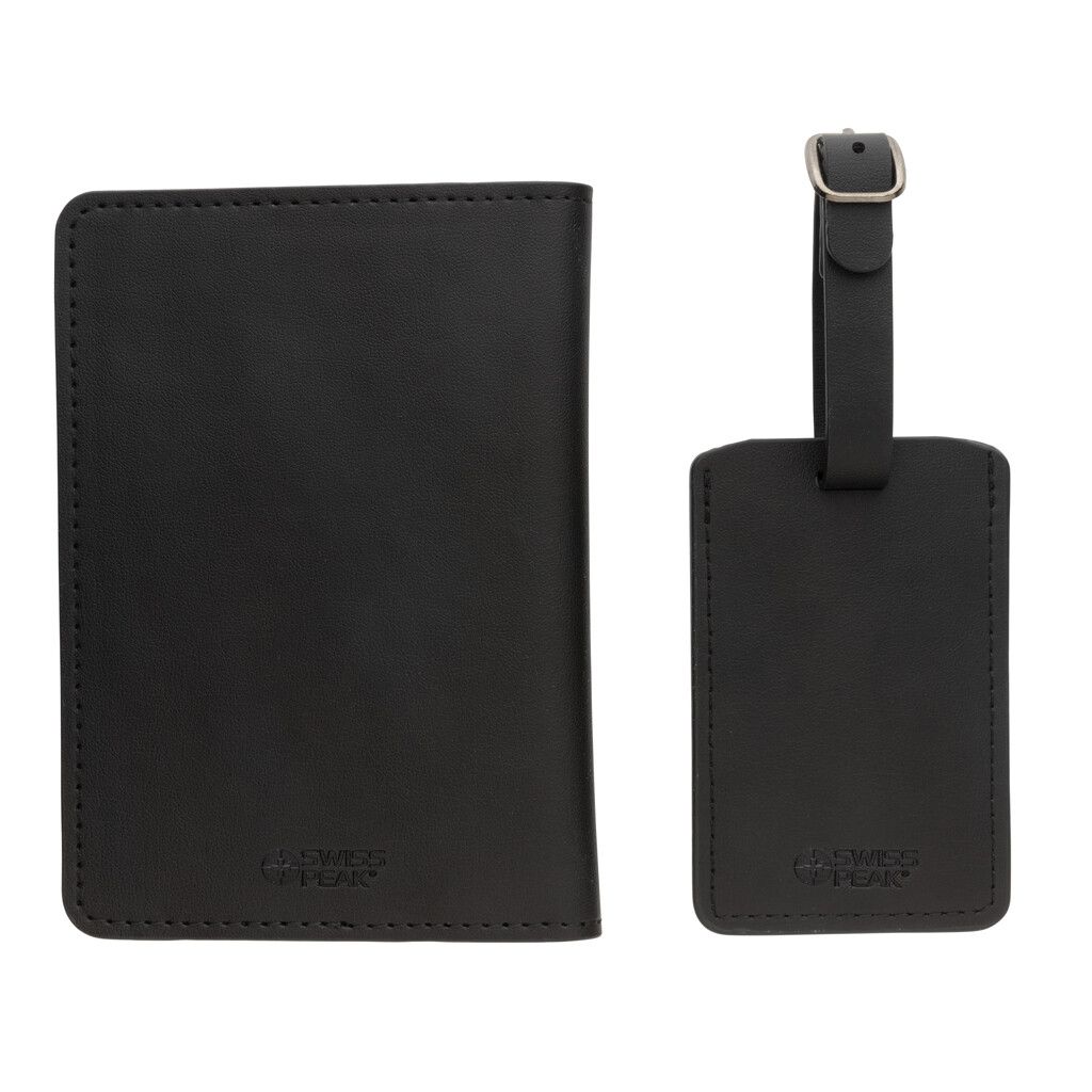 Swiss Peak Reise-Geschenkset aus GRS recyceltem PU - schwarz-979