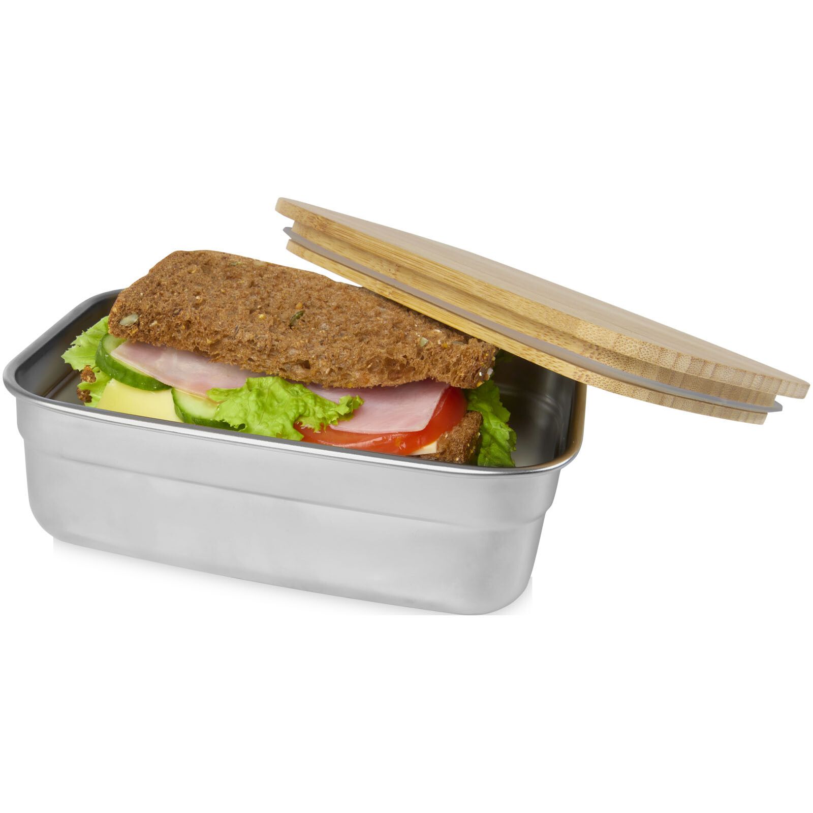 Tite 700 ml Lunchbox aus Edelstahl mit Bambusdeckel - natural -  silber-56