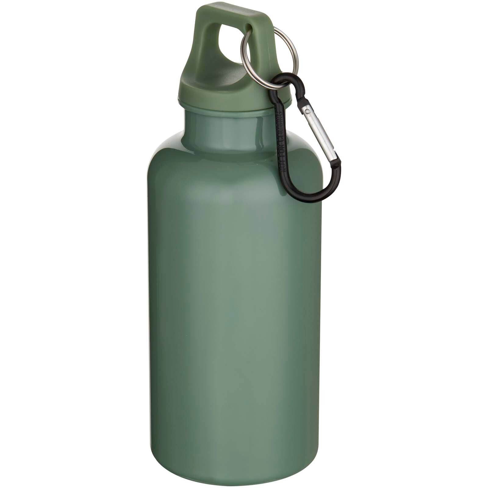 Oregon 400 ml einfarbige RS-zertifizierte Trinkflasche aus recyceltem Kunststoff mit Karabinerhaken  - heather grün-612