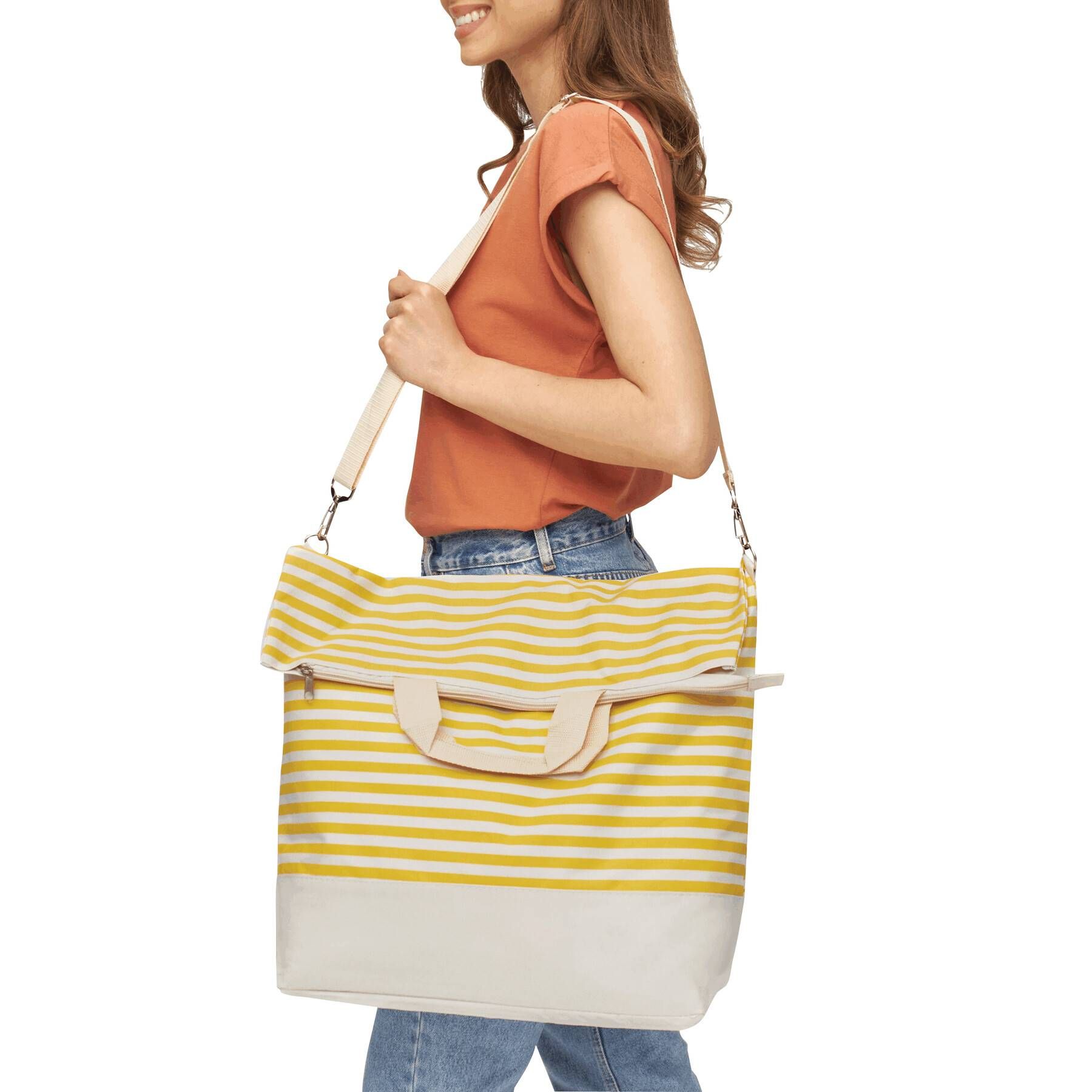 Strandtasche JUIST - beige - gelb-645