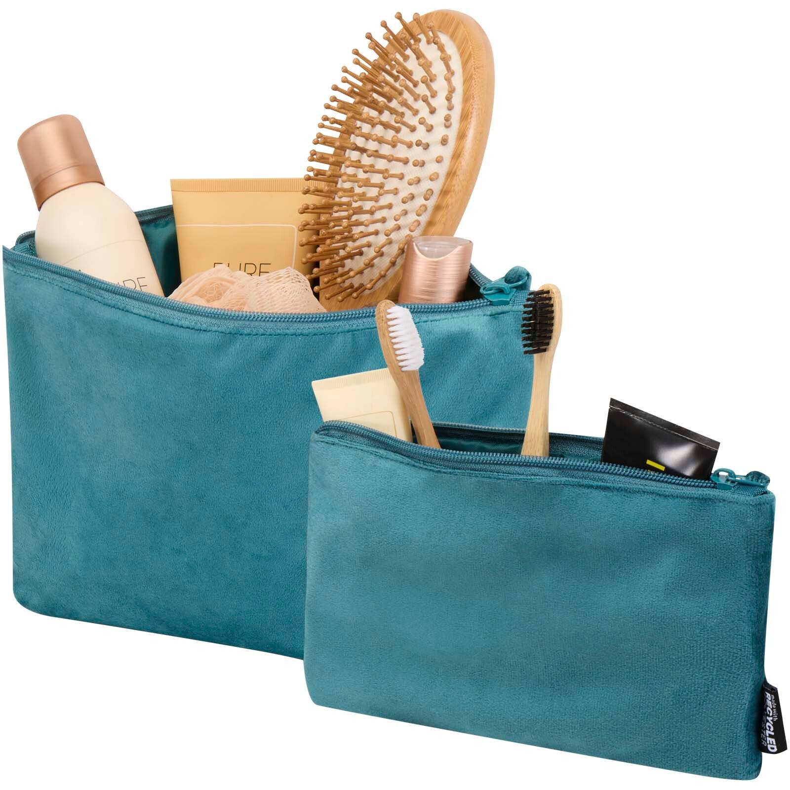 Swift GRS-recyceltes Kulturbeutelset aus Samt - tiefseeblau-238
