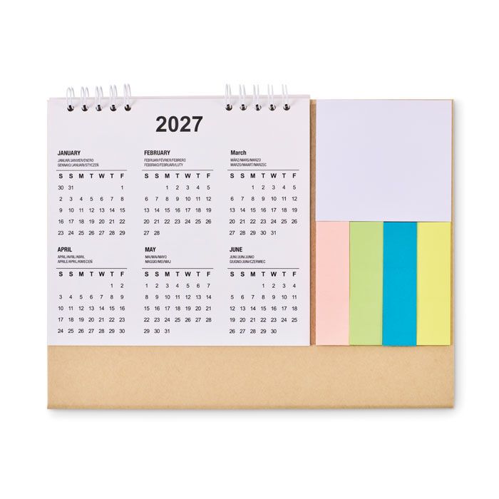 Tischkalender mit Memoblock CALENDOO - beige-762