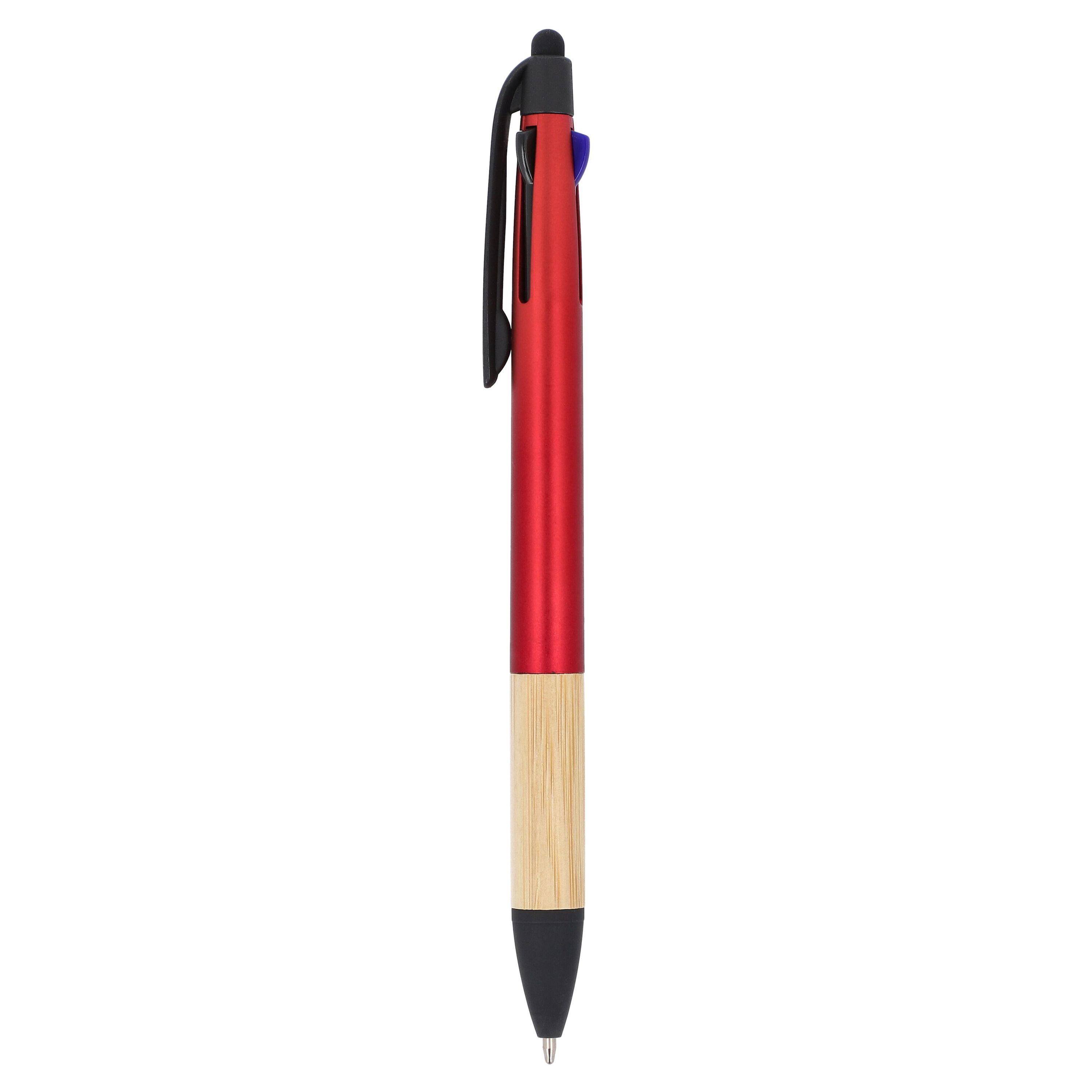 3-Farben-Stift mit Bambusgriff - rot-46