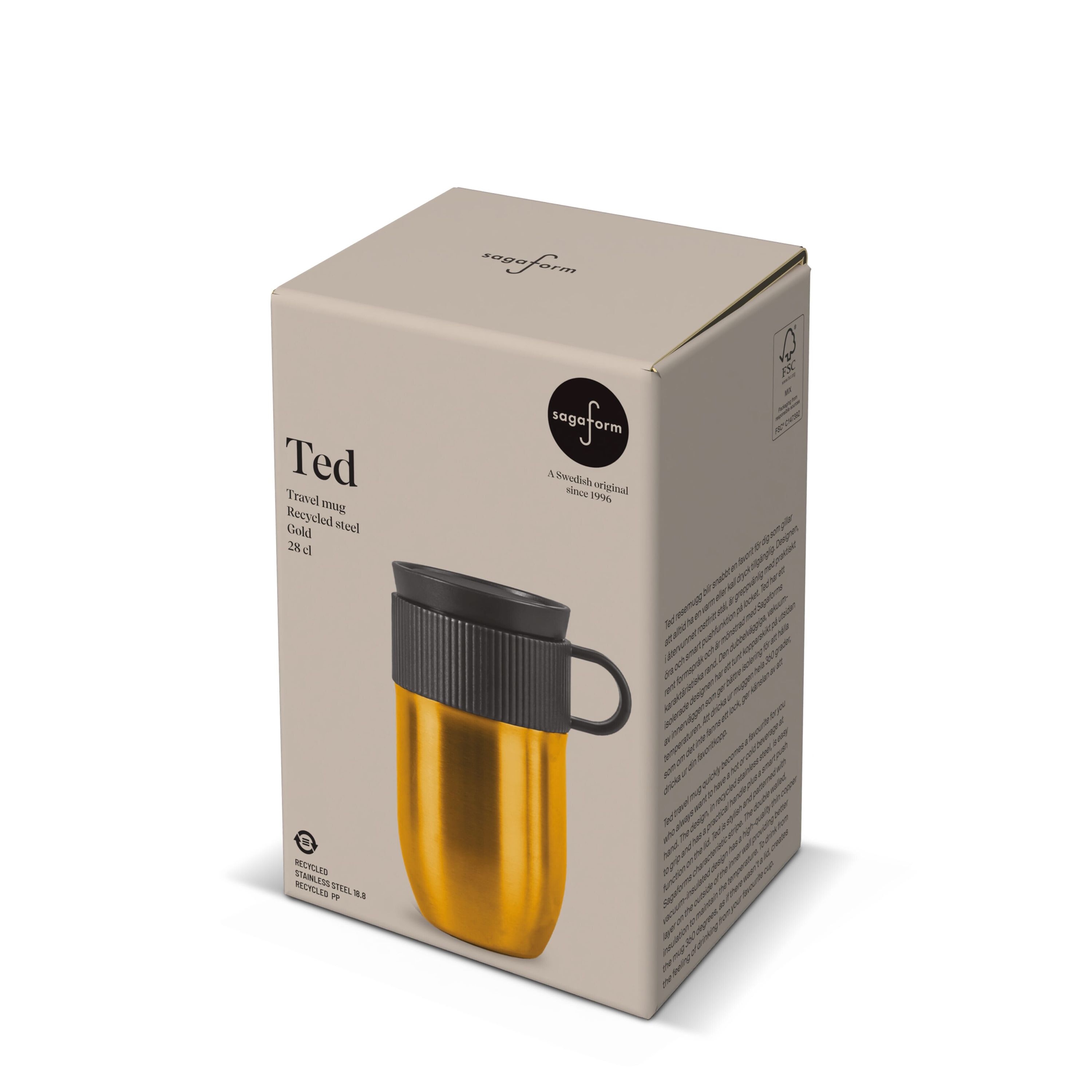 Sagaform Ted isolierter Becher, 280ml auslaufsicher und spülmaschinenfest - gold-401