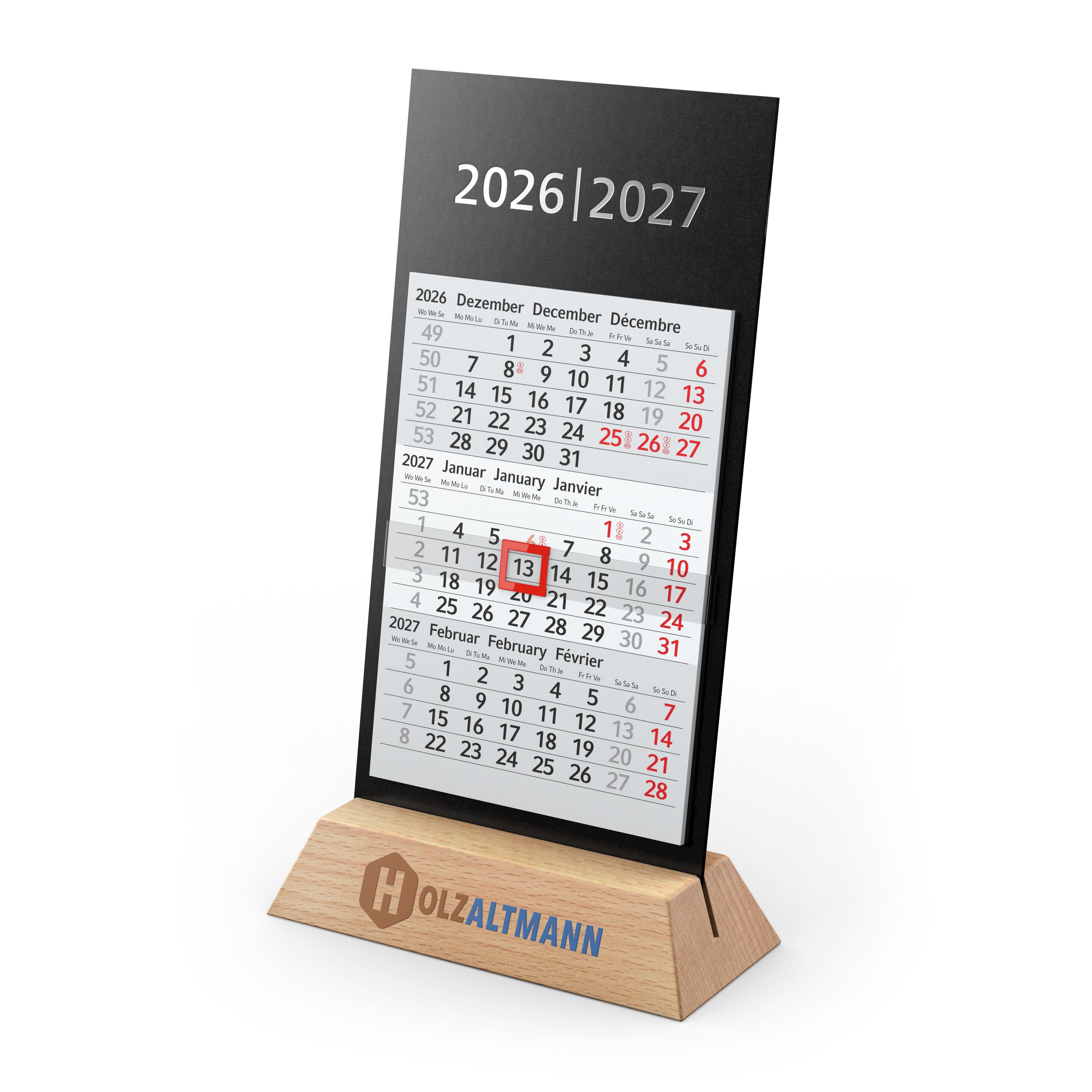 Tischkalender Desktop Wood 3-758