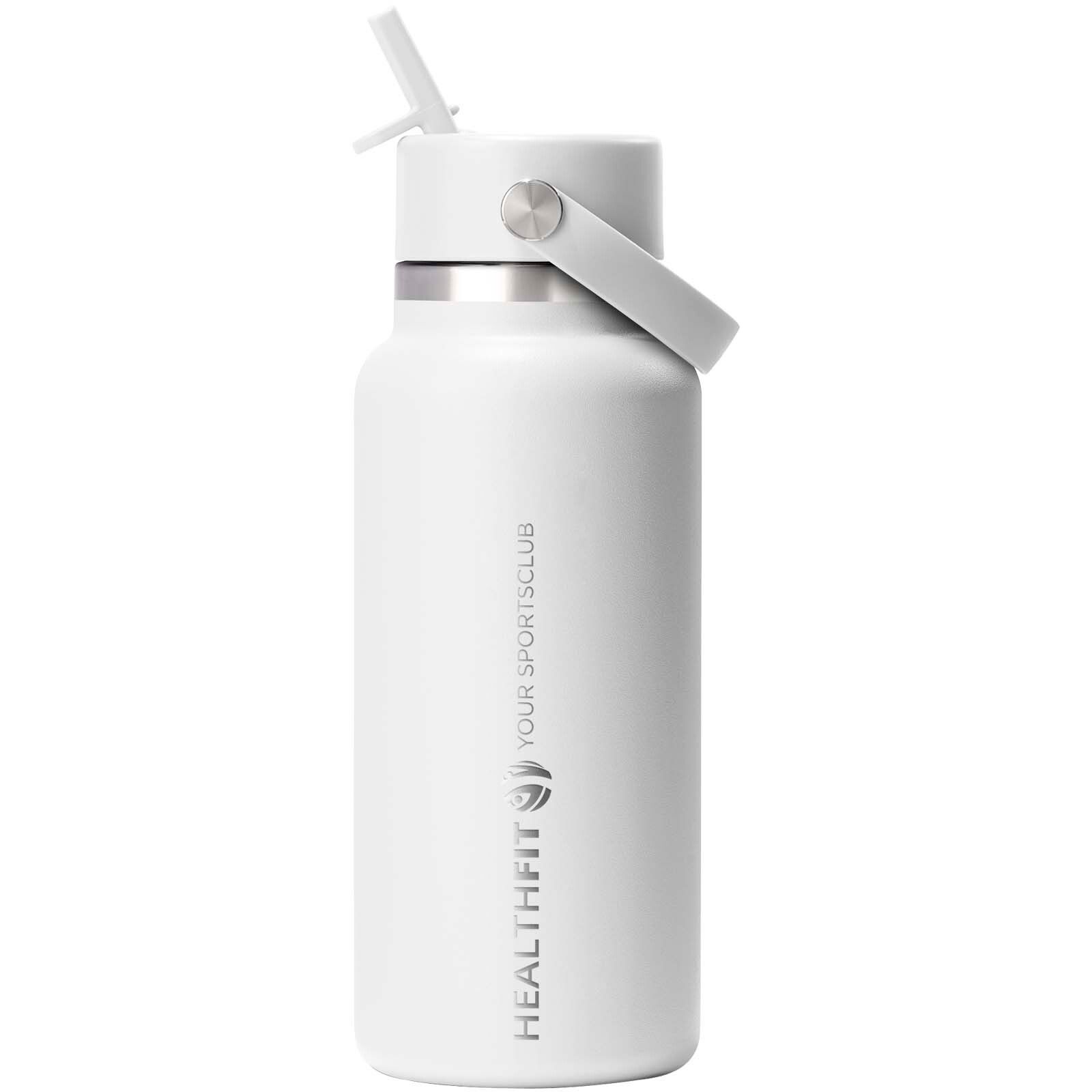 Hydro Flask Wide Mouth 946 ml isolierte Edelstahl Trinkflasche mit Strohhalmverschluss - weiss-996