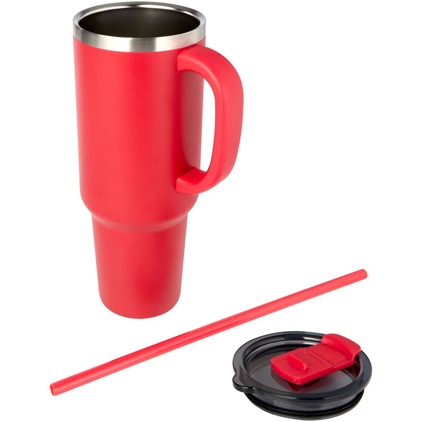 Sydney 1200 ml doppelwandiger RCS-zertifizierter Kupfer-Vakuum Isolierbecher mit Strohhalm - rot-134
