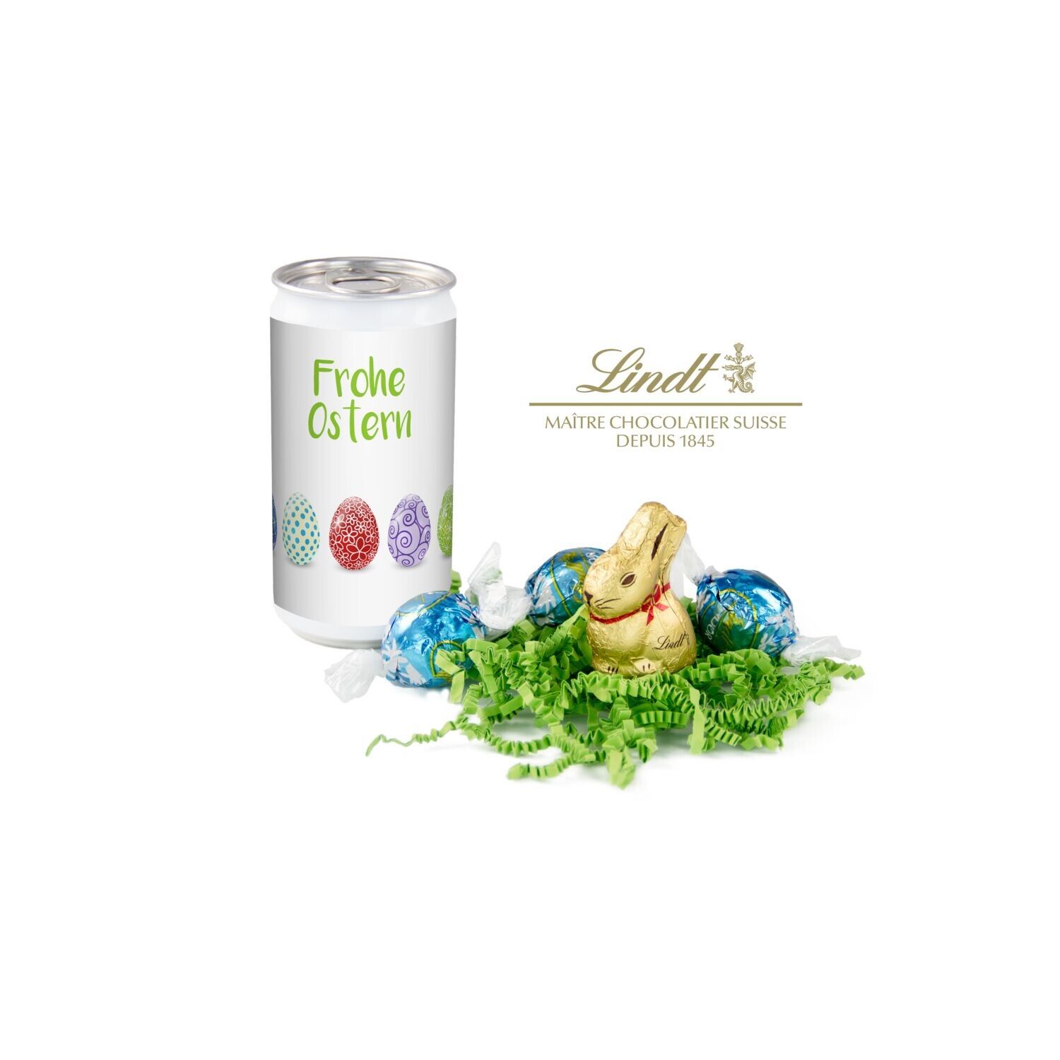 Lindt-Oster-Überraschung "Das Nest in der Dose" - Etikett Frohe Ostern - EierReihe-656