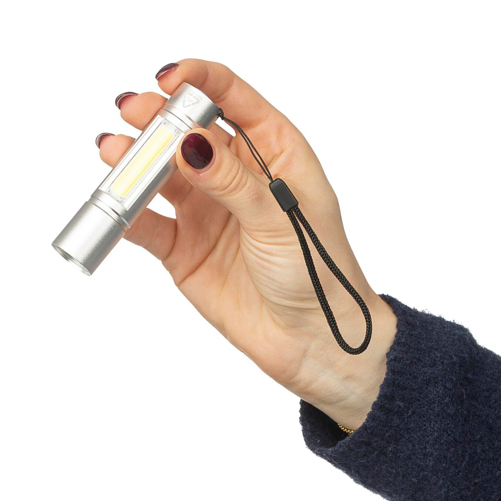 Taschenlampe aus recyceltem Aluminium COB Sami - silber-265