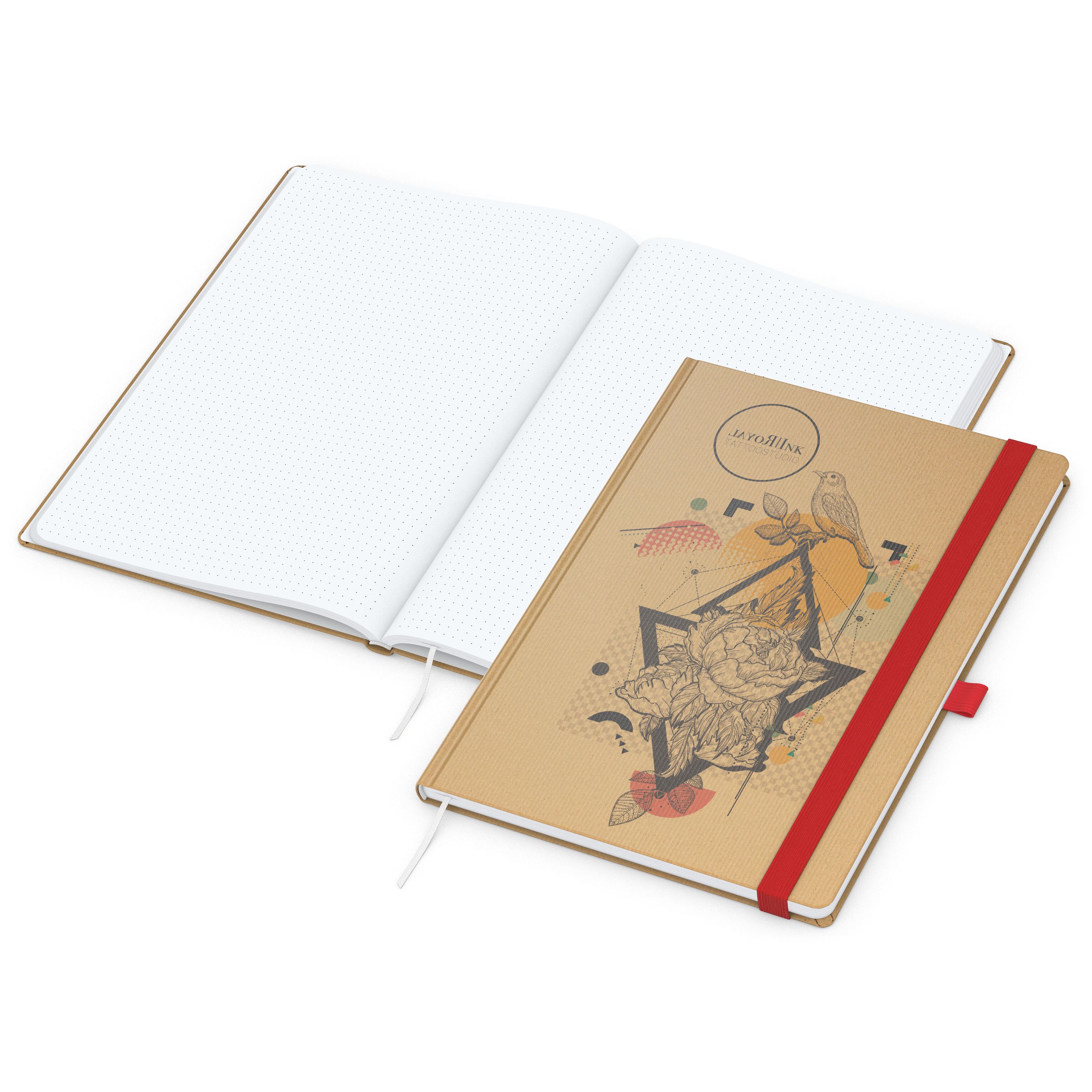 Notizbuch Match-Book, A4, White, Punktraster, braun-individuell, rot-28