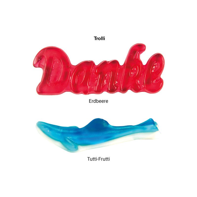 Trolli Fruchtgummi "Danke", Folie kompostierbar weiß-824
