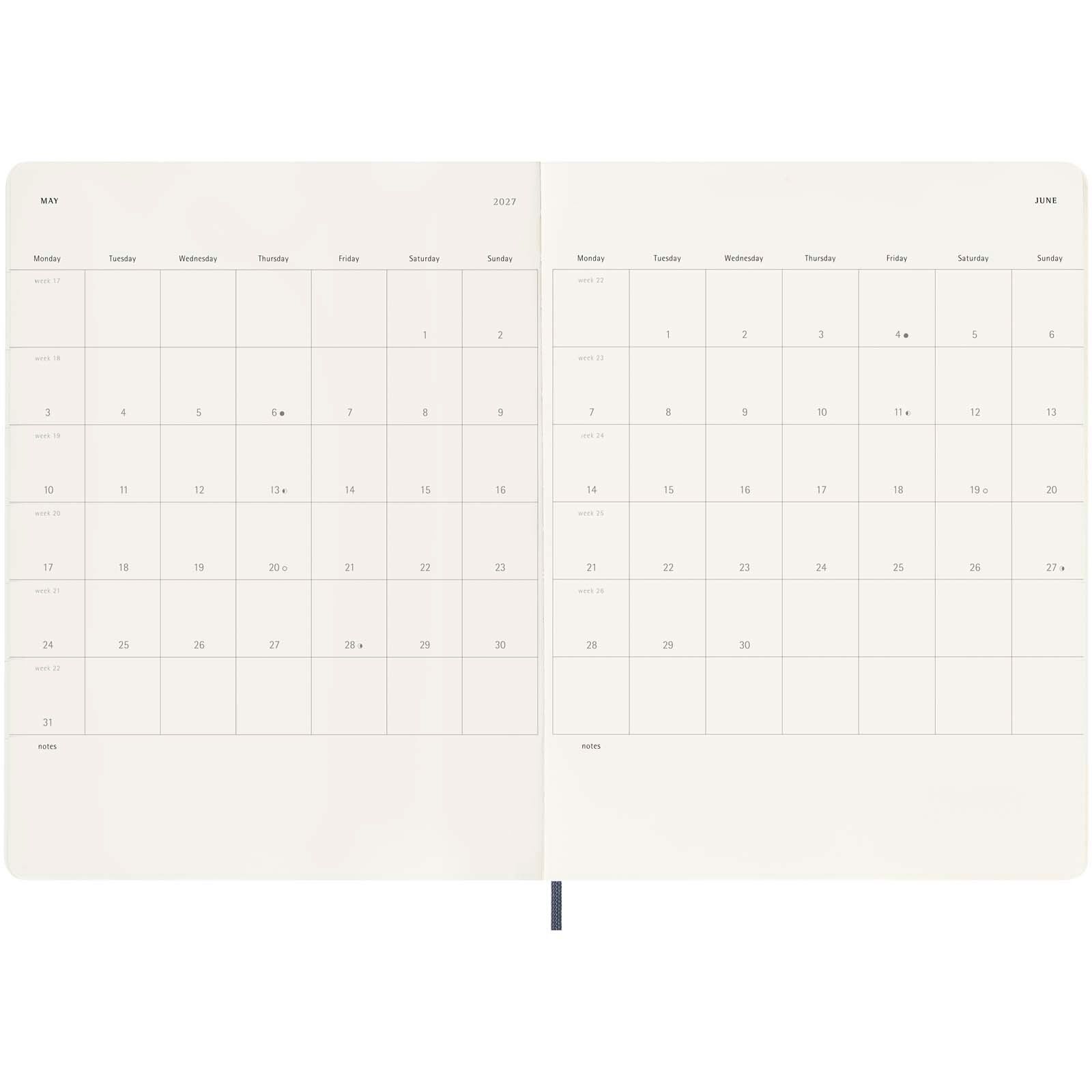Moleskine Softcover 12 Monate Wochenkalender XL - saphir-761