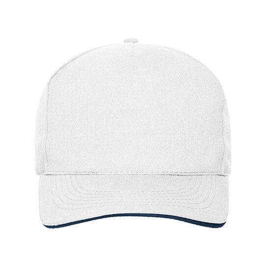 5 Panel Sandwich Cap Bio Cotton - white - navy-974