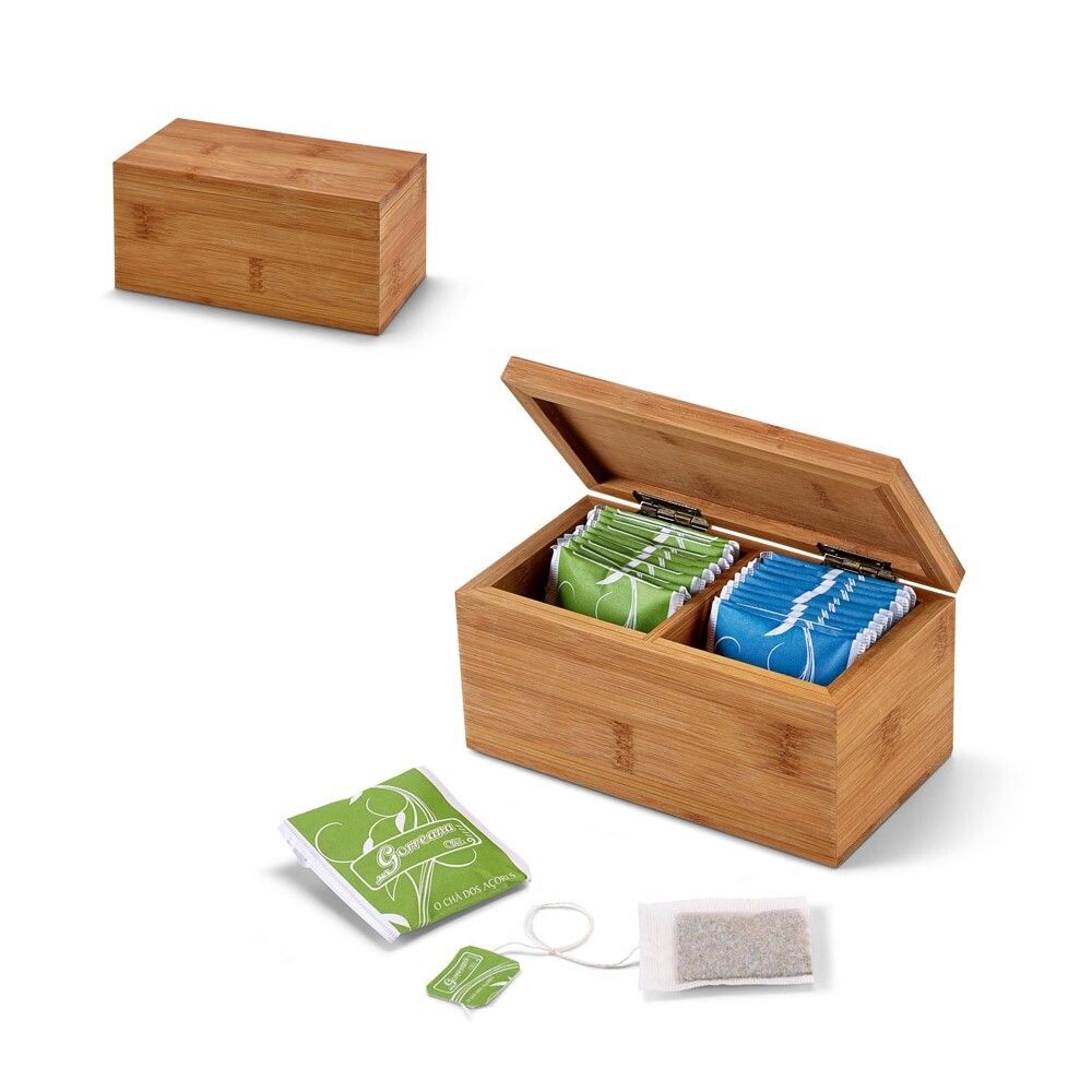BURDOCK Teebox aus Bambus mit 2 Fächern und einem Magnetverschluss - natur-273