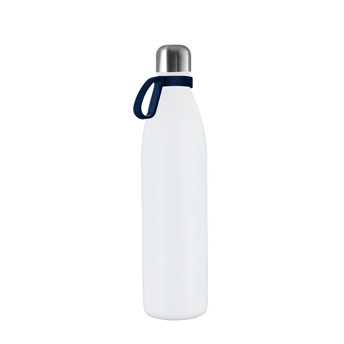 Thermotrinkflasche NIZZA XL mit Ring - weiß - dunkelblau-626