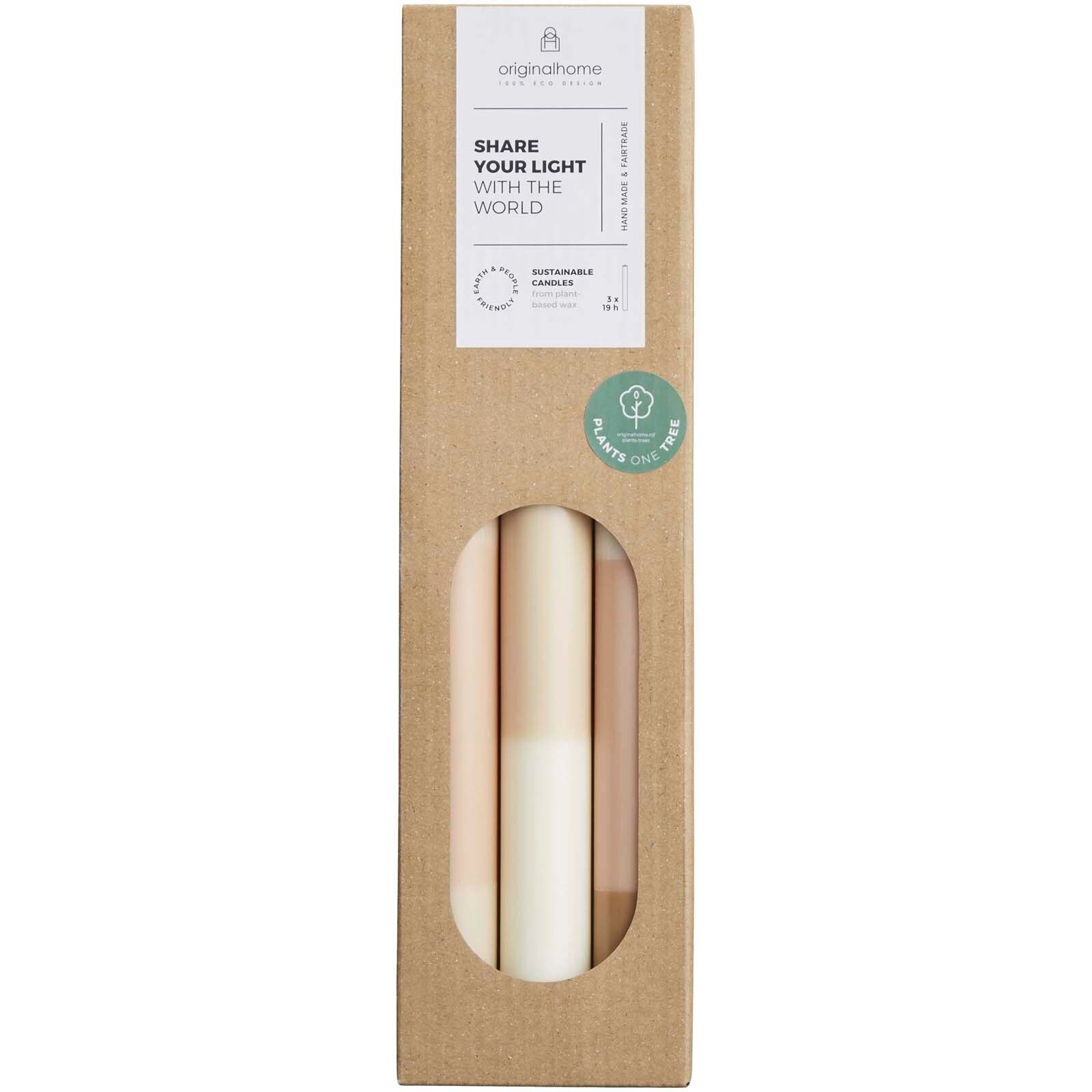 Originalhome Kerzen im Streifendesign – 3er-Set - offwhite-31